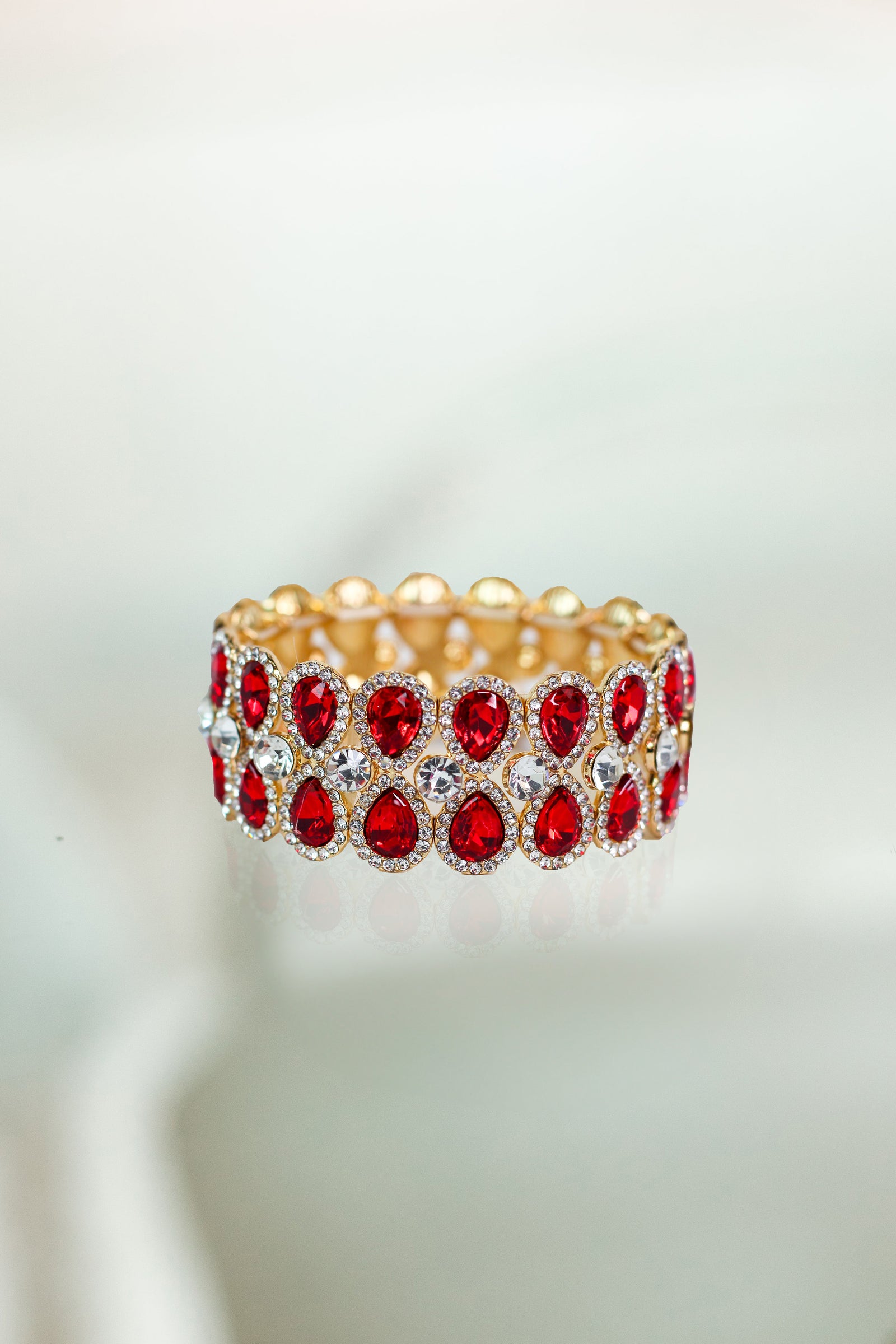 Two Row Teardrop Row Spaced Stone Row Bracelet