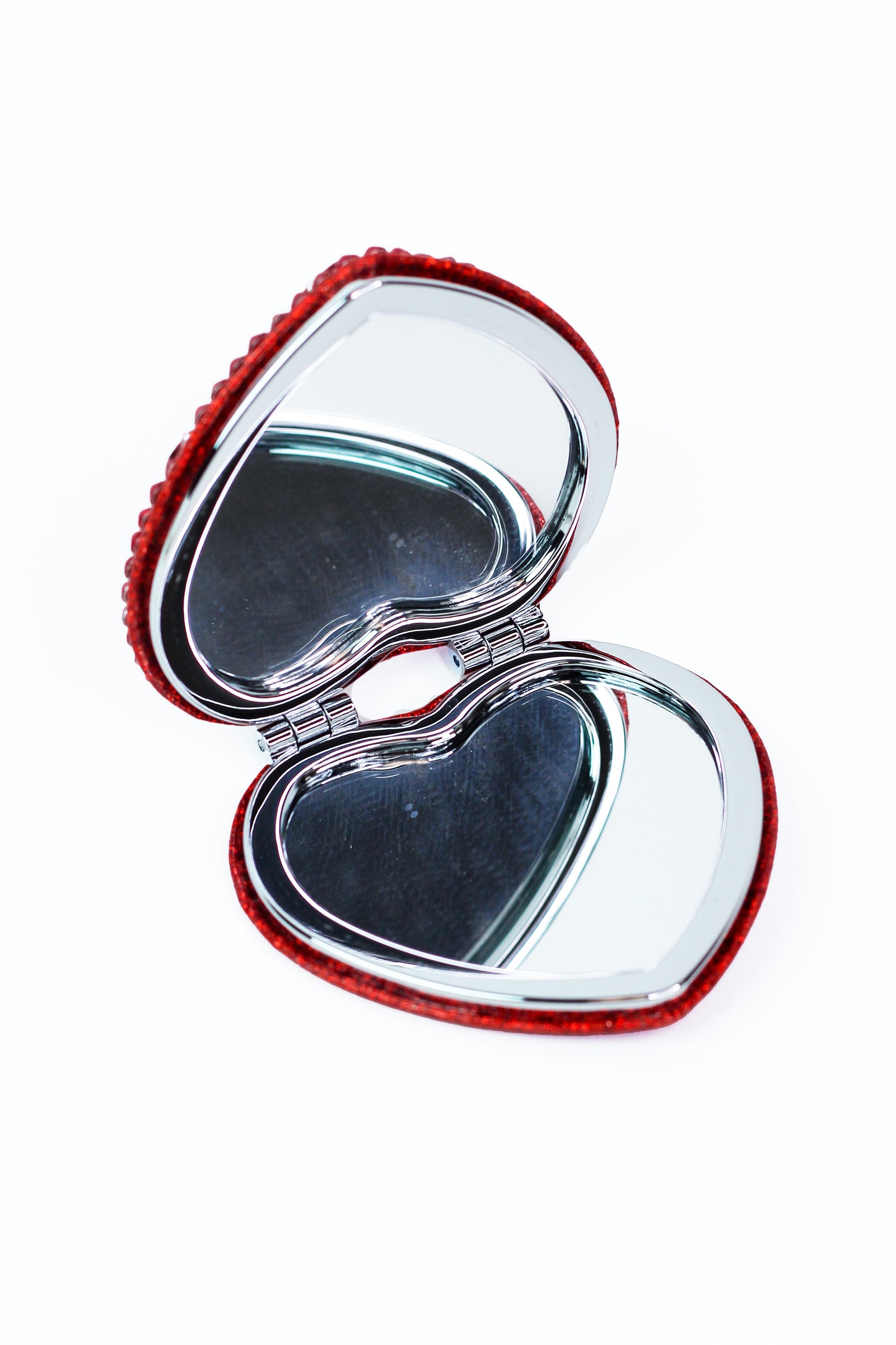 Chunky Rhinestone Heart Shaped Mirror Compact