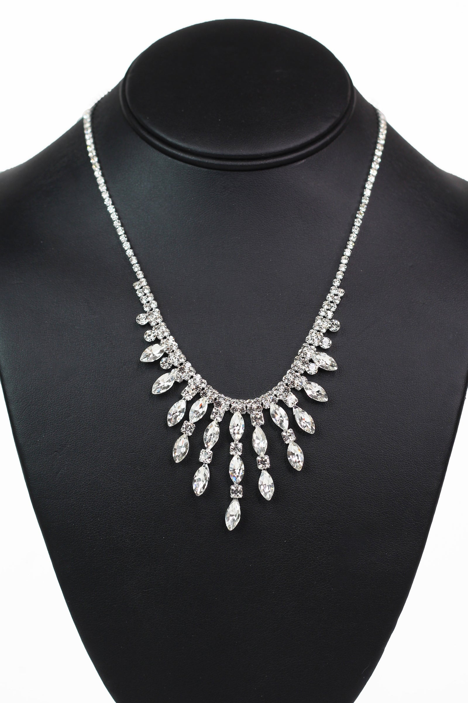 Rhinestone Scoop Almond & Stone Strands Necklace - Glitz & Ears Boutique