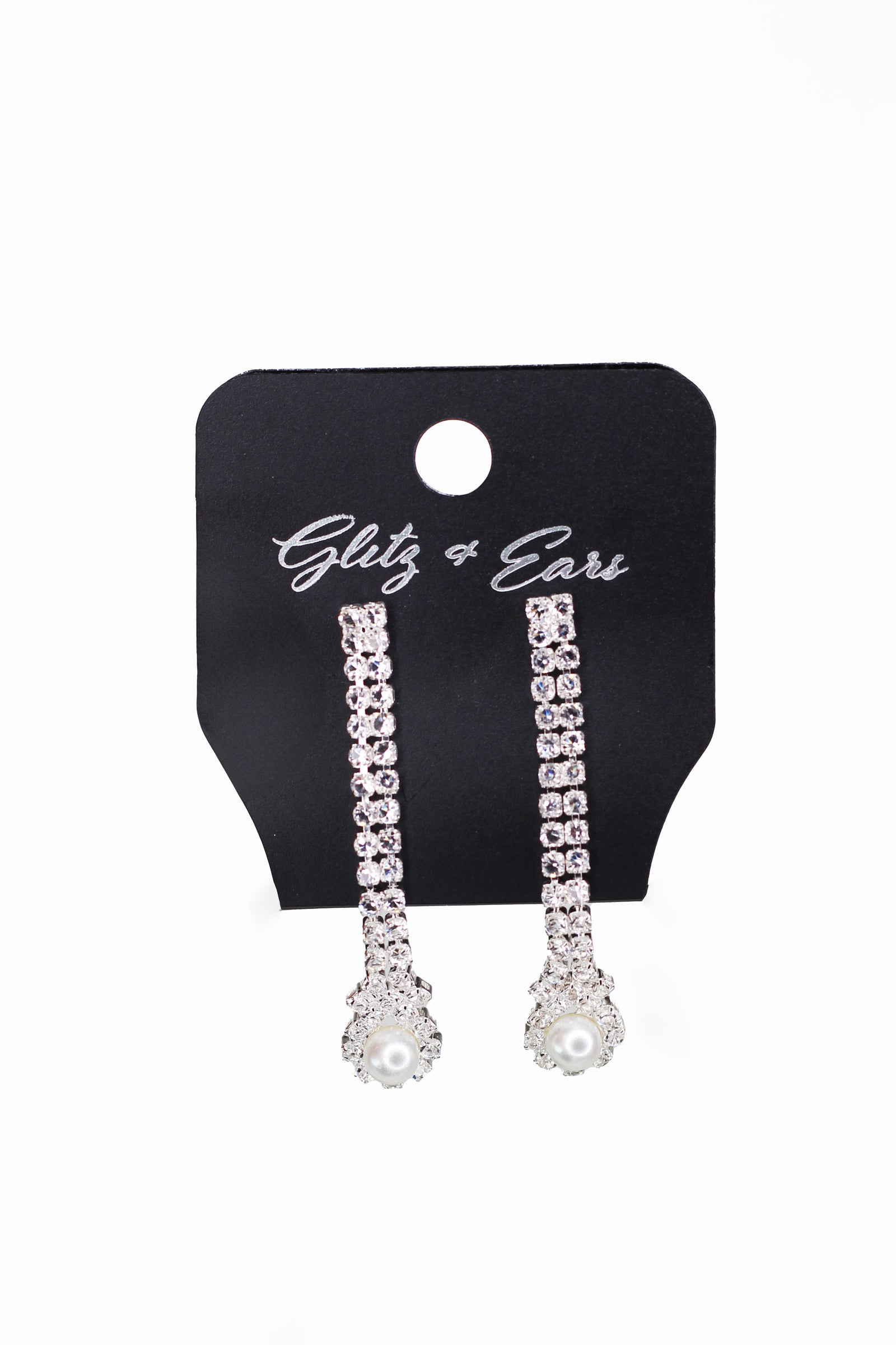Rhinestone Scoop Small Teardrop with Pearl Necklace - Glitz & Ears Boutique