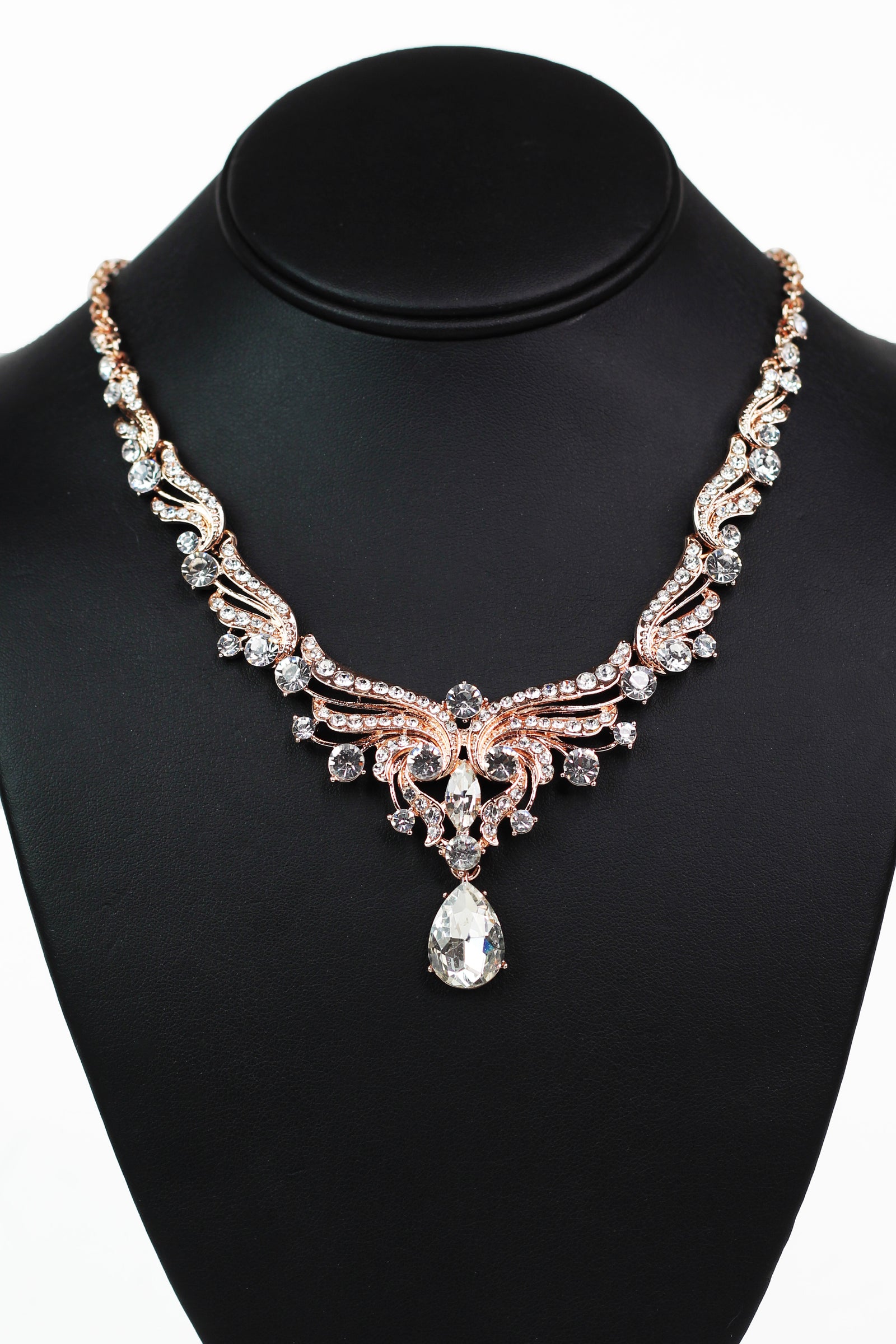 Rhinestone Metal Bar Scatter Stone & Teardrop Necklace - Glitz & Ears Boutique