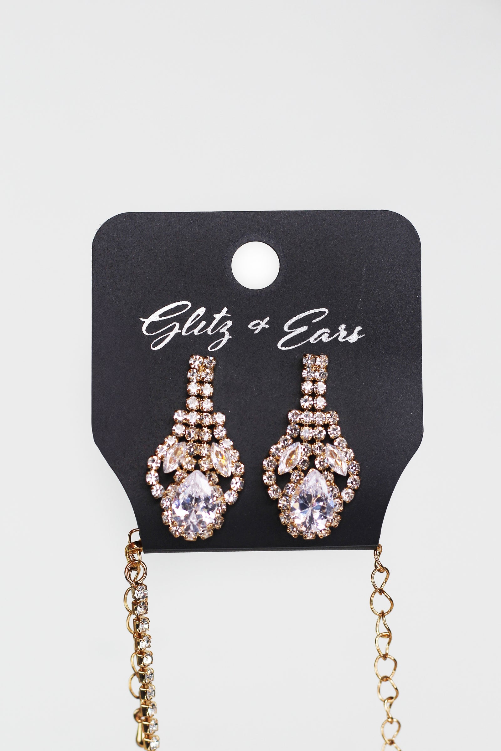 Rhinestone V Almond Stone Teardrop Point Necklace - Glitz & Ears Boutique