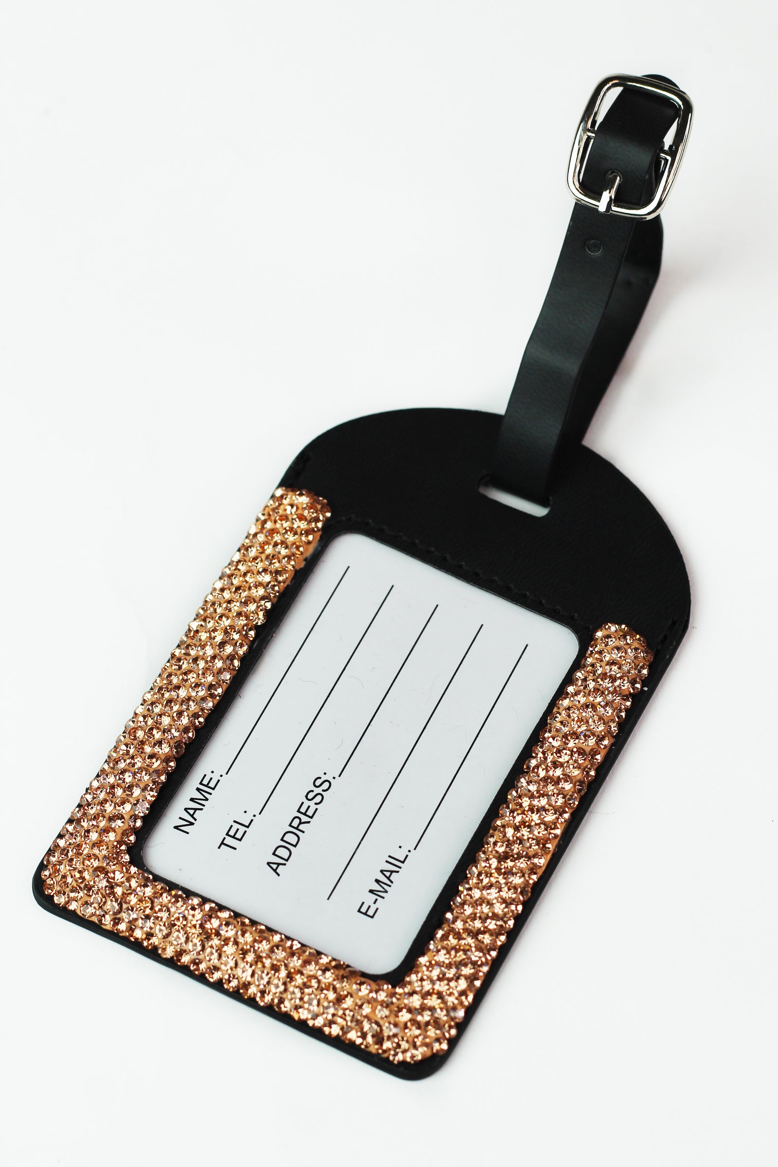 Rhinestone Trimmed Rounded Top Luggage Tag