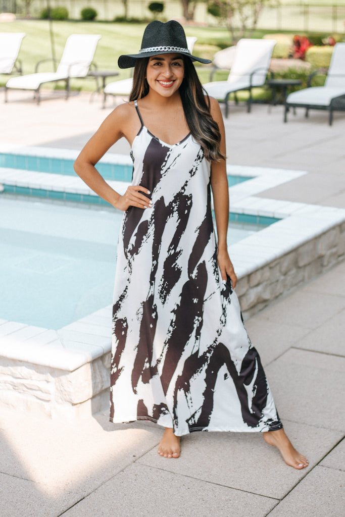 Allover Print V-Neck Maxi Dress