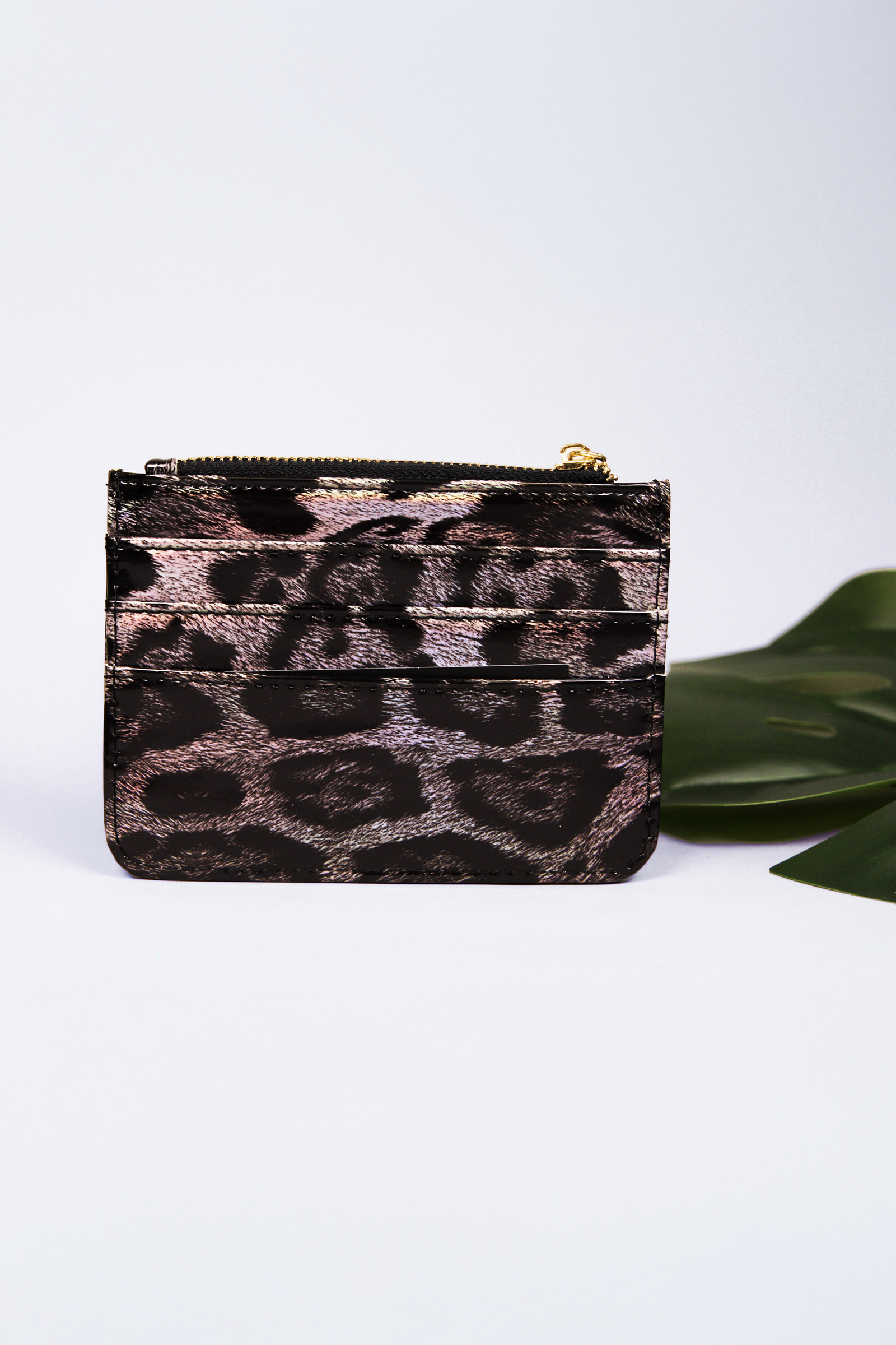 Zippered Leopard Print Cardholder w/ Tassel