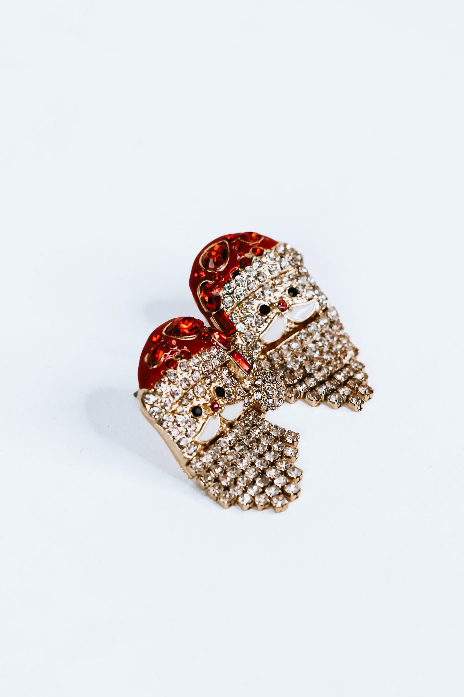 Rhinestone Santa Face Dangling Stud Earrings