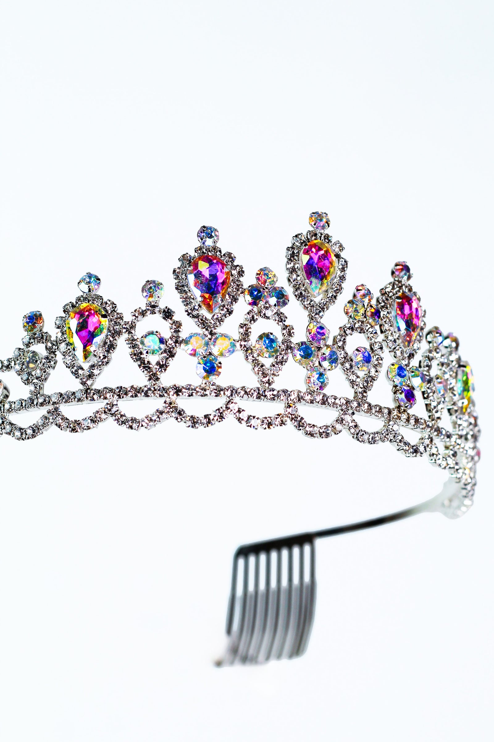 Different Height Upside Down Teardrop & Stone Tiara - Glitz & Ears Boutique