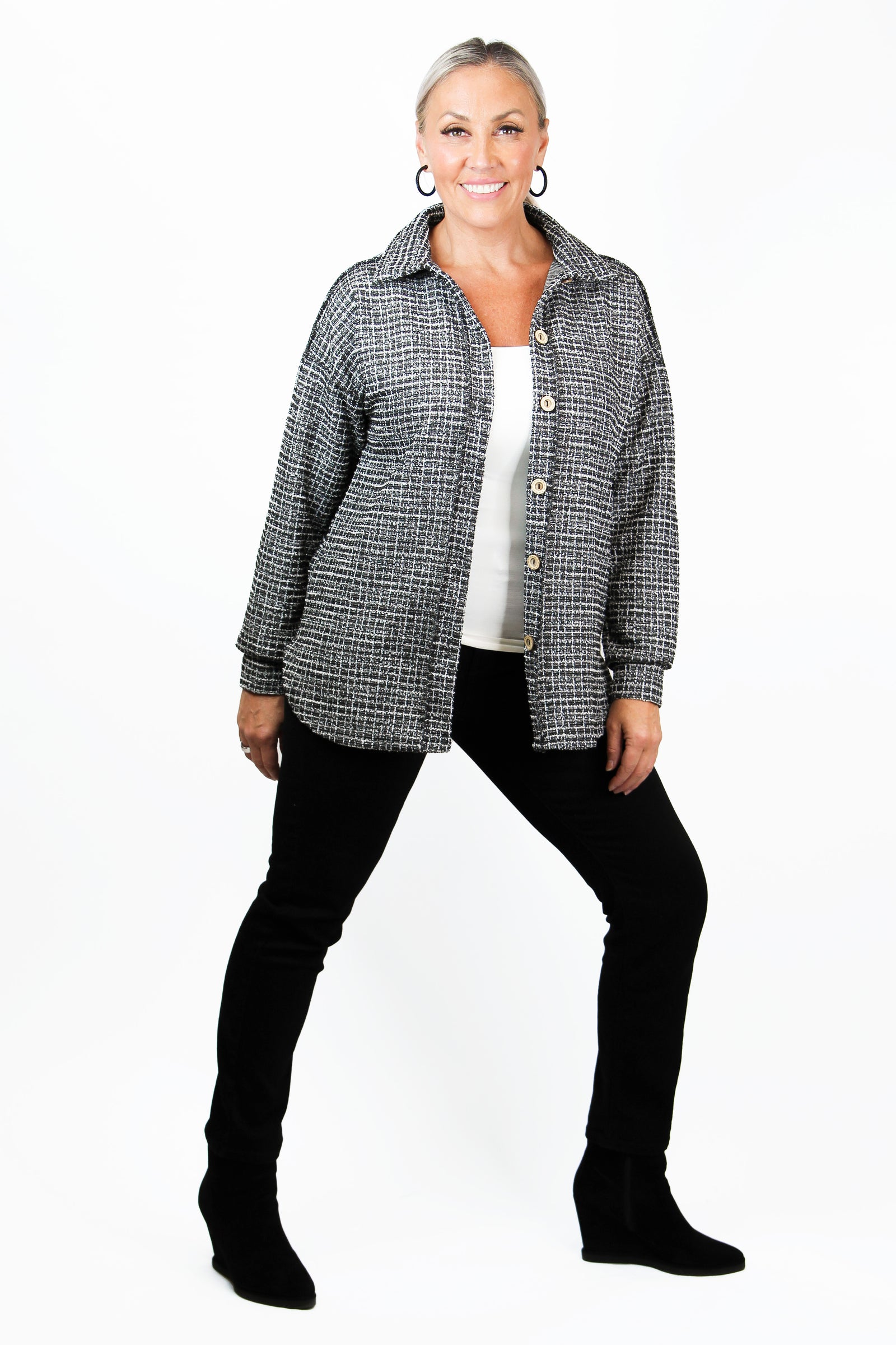 Black & White Button Down Shacket