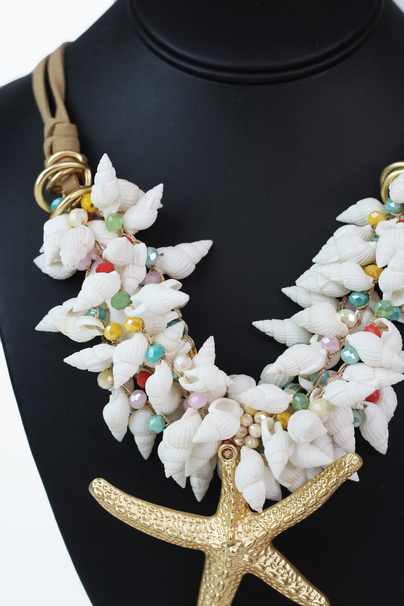 Starfish Seashells & Beads Statement Necklace