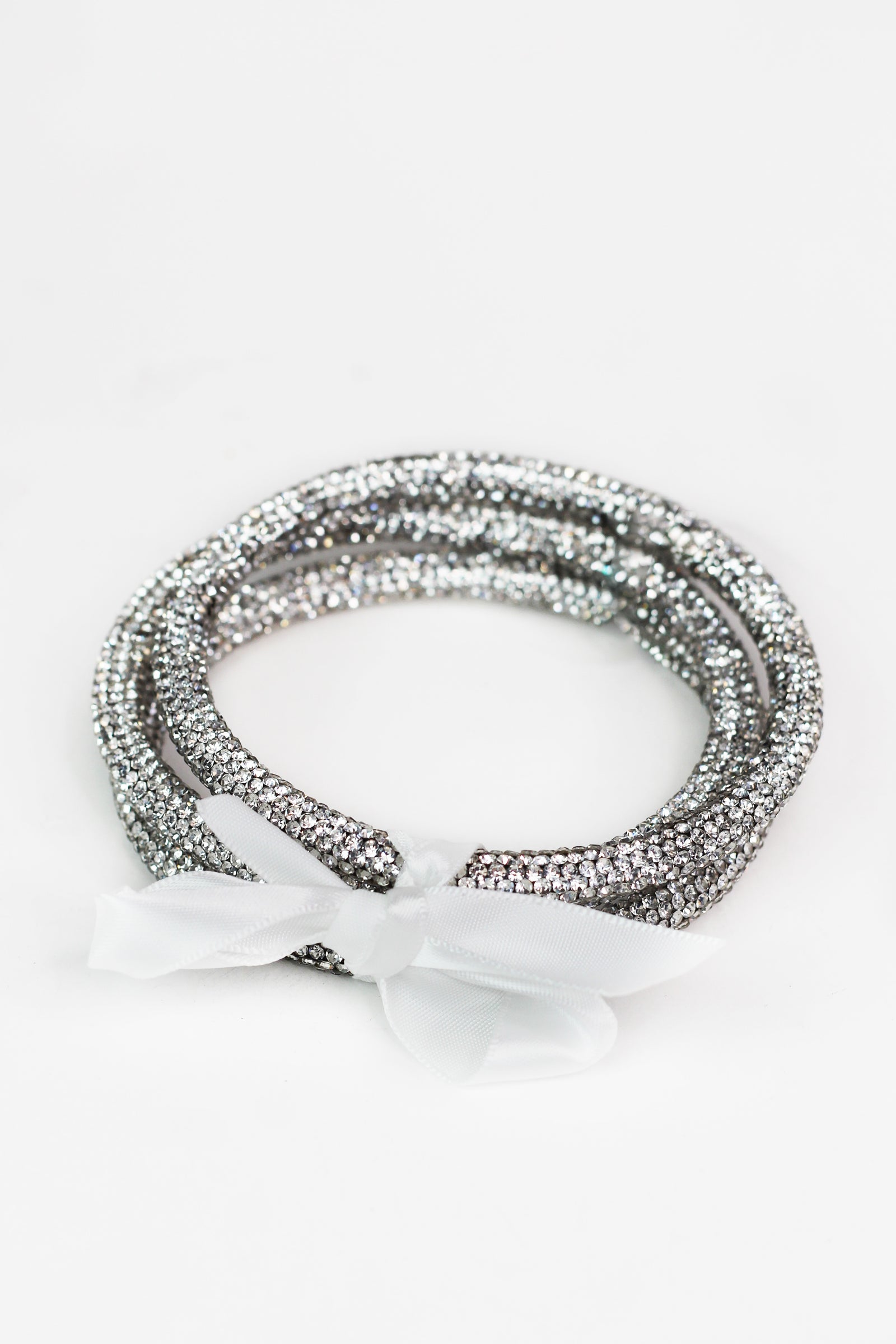3 All Rhinestone Bangle Bow Bracelet