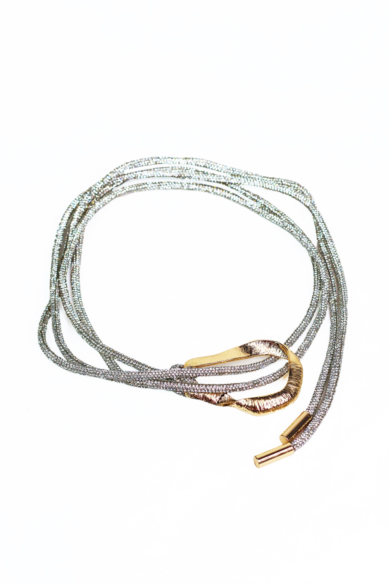 Rhinestone Rope Belt w/ Textured Metal Buckle