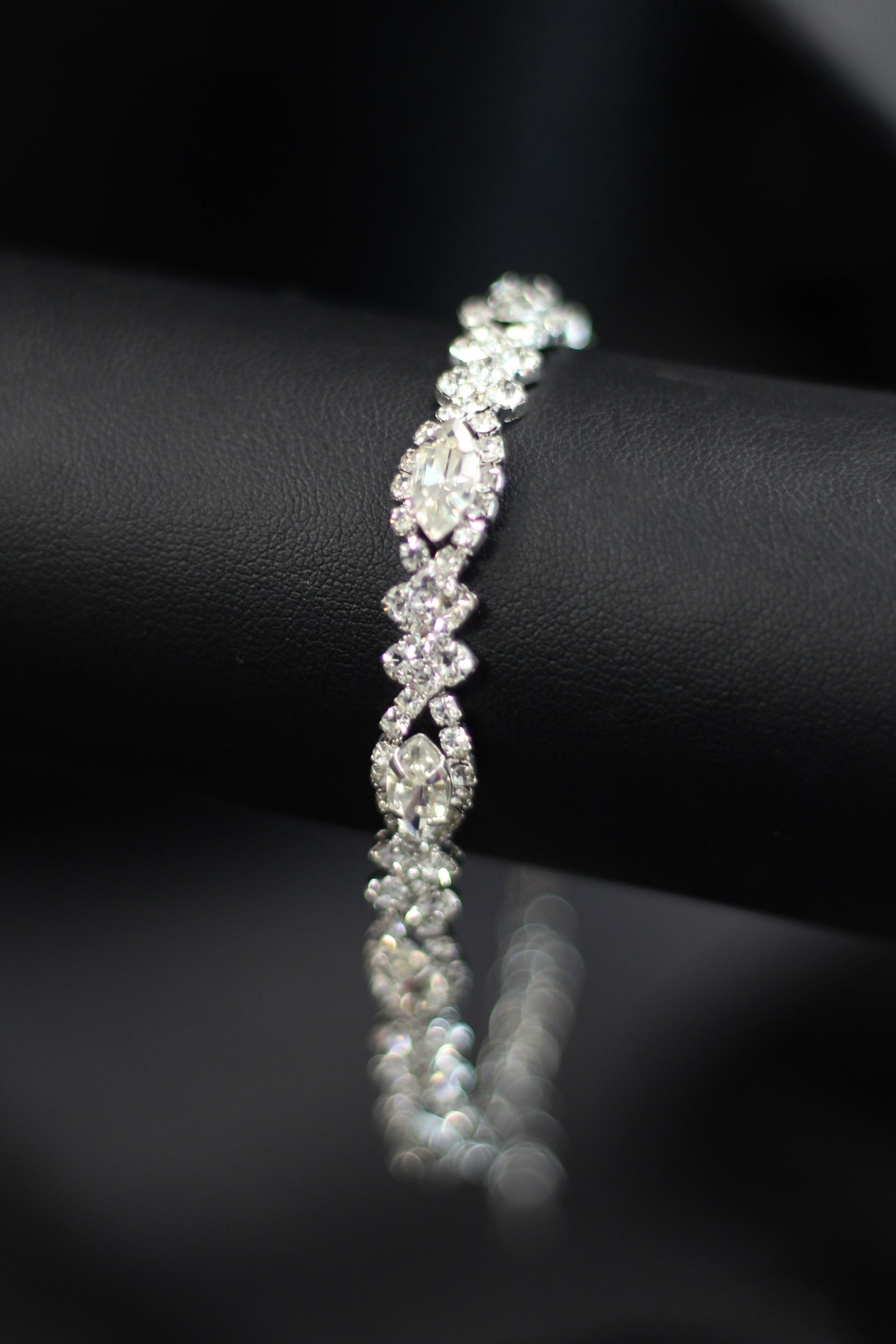 Almond Two Filled Diamond Alternate Tennis Bracelet