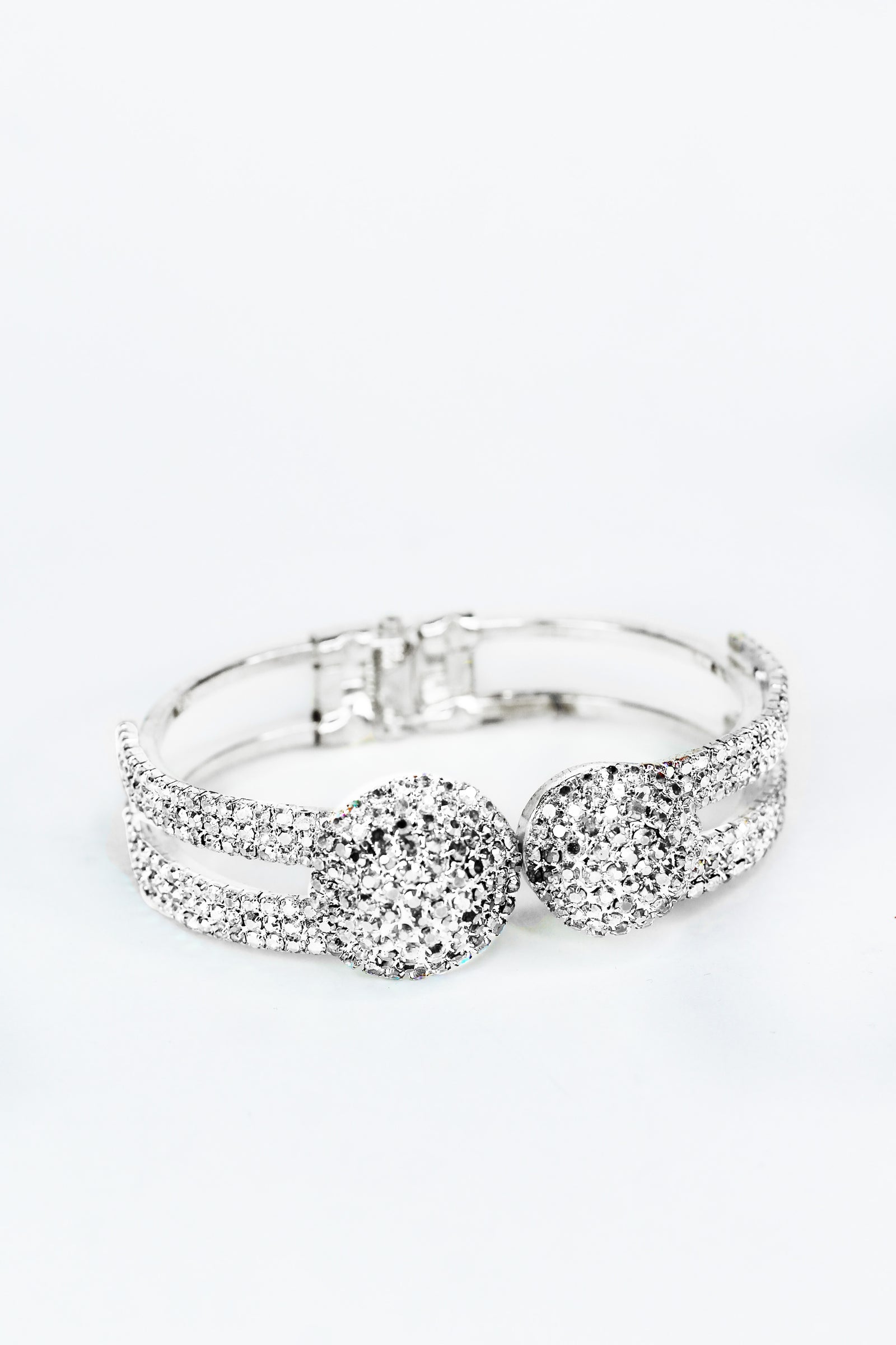 Large Rhinestone Filled Circles Open Sides Cuff