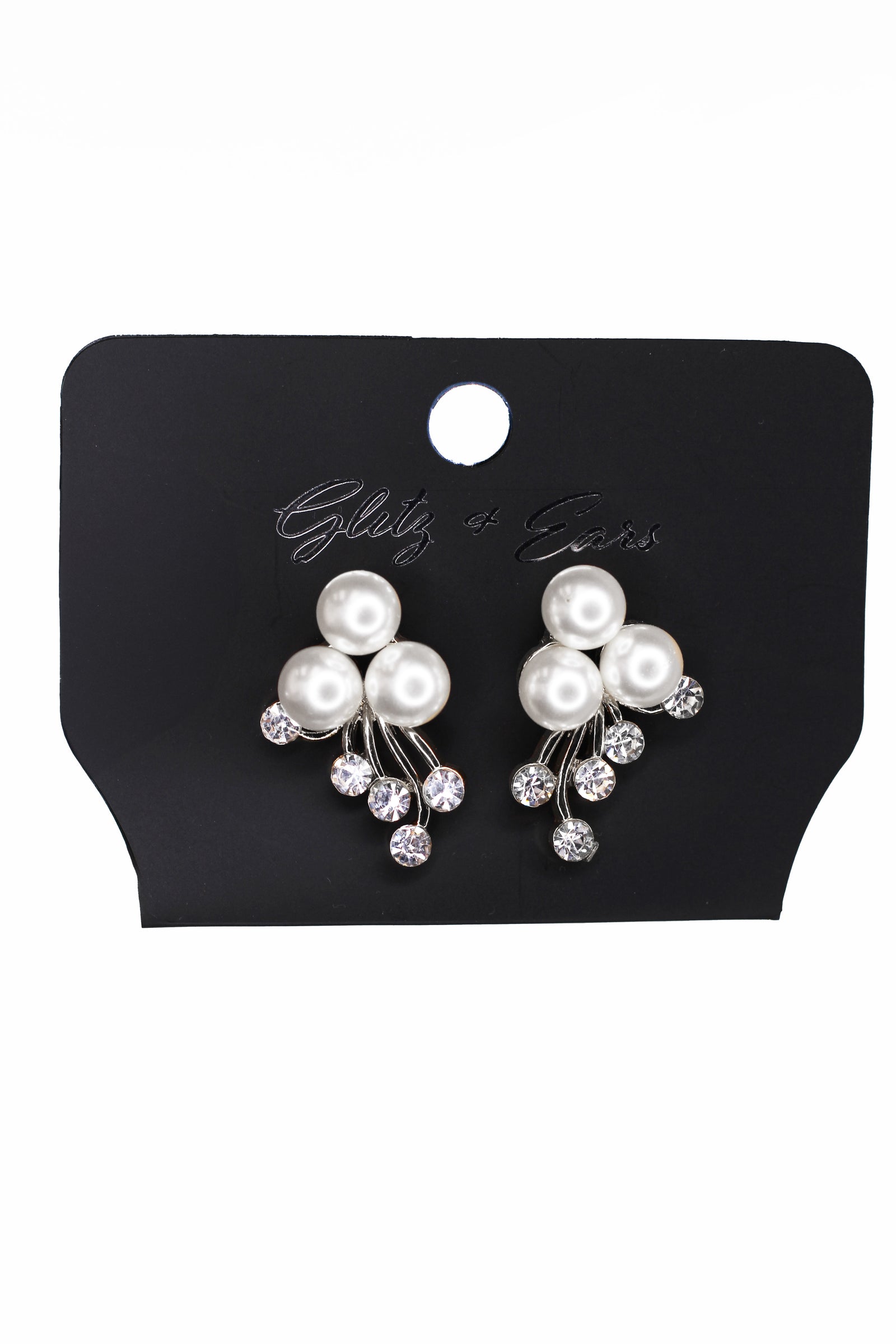 Rhinestone Pearl Dropdown Necklace