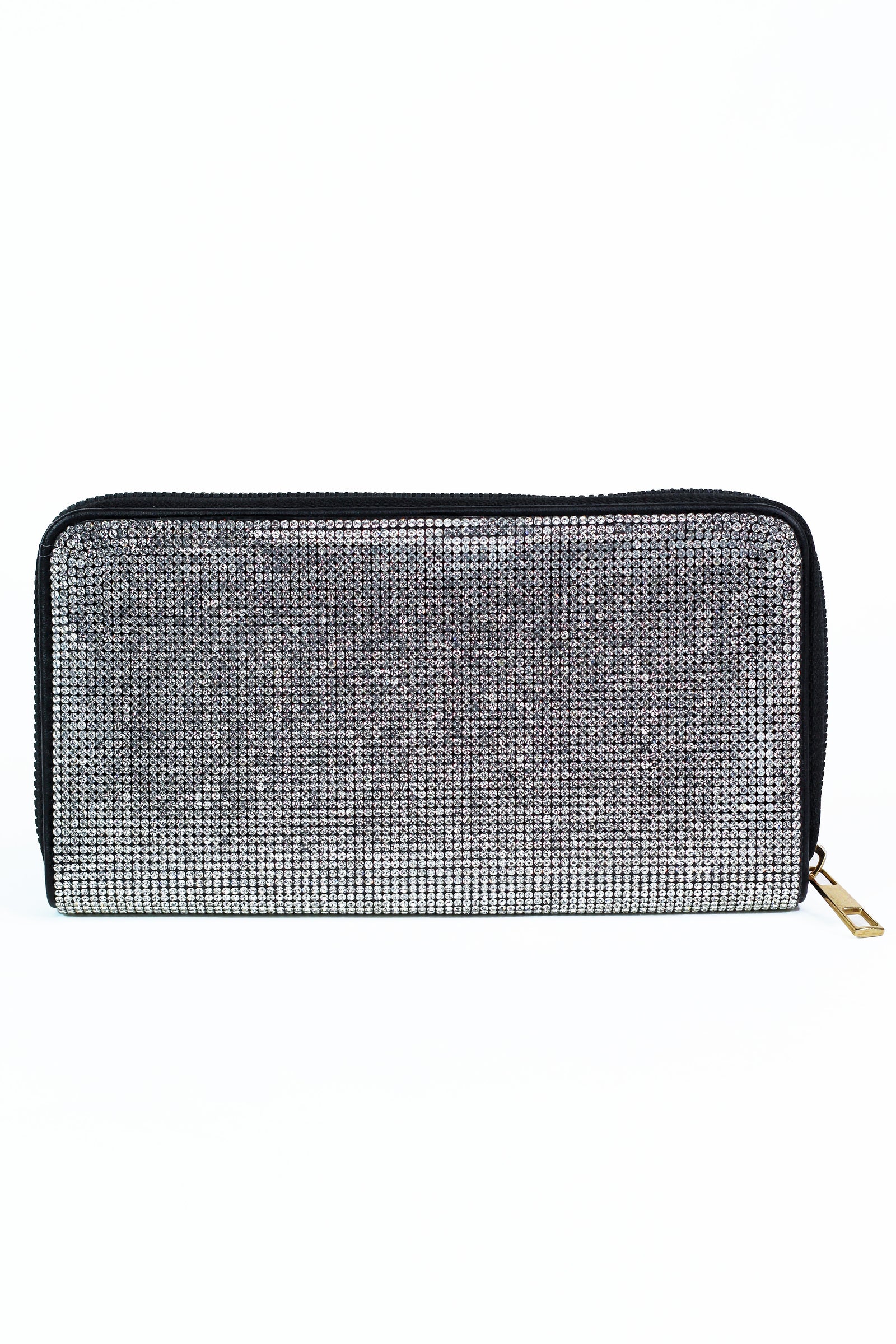 All Over Rhinestone Zip Around Wallet