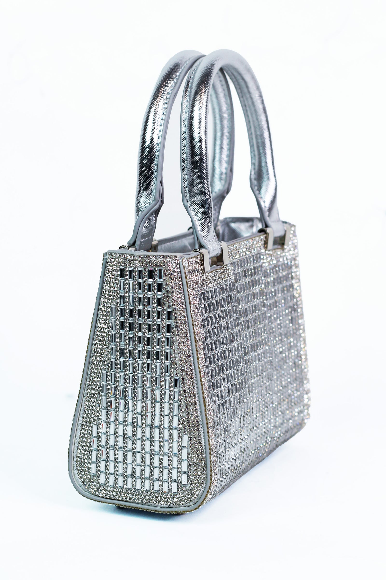 Rhinestone & Baguette Square Evening Bag