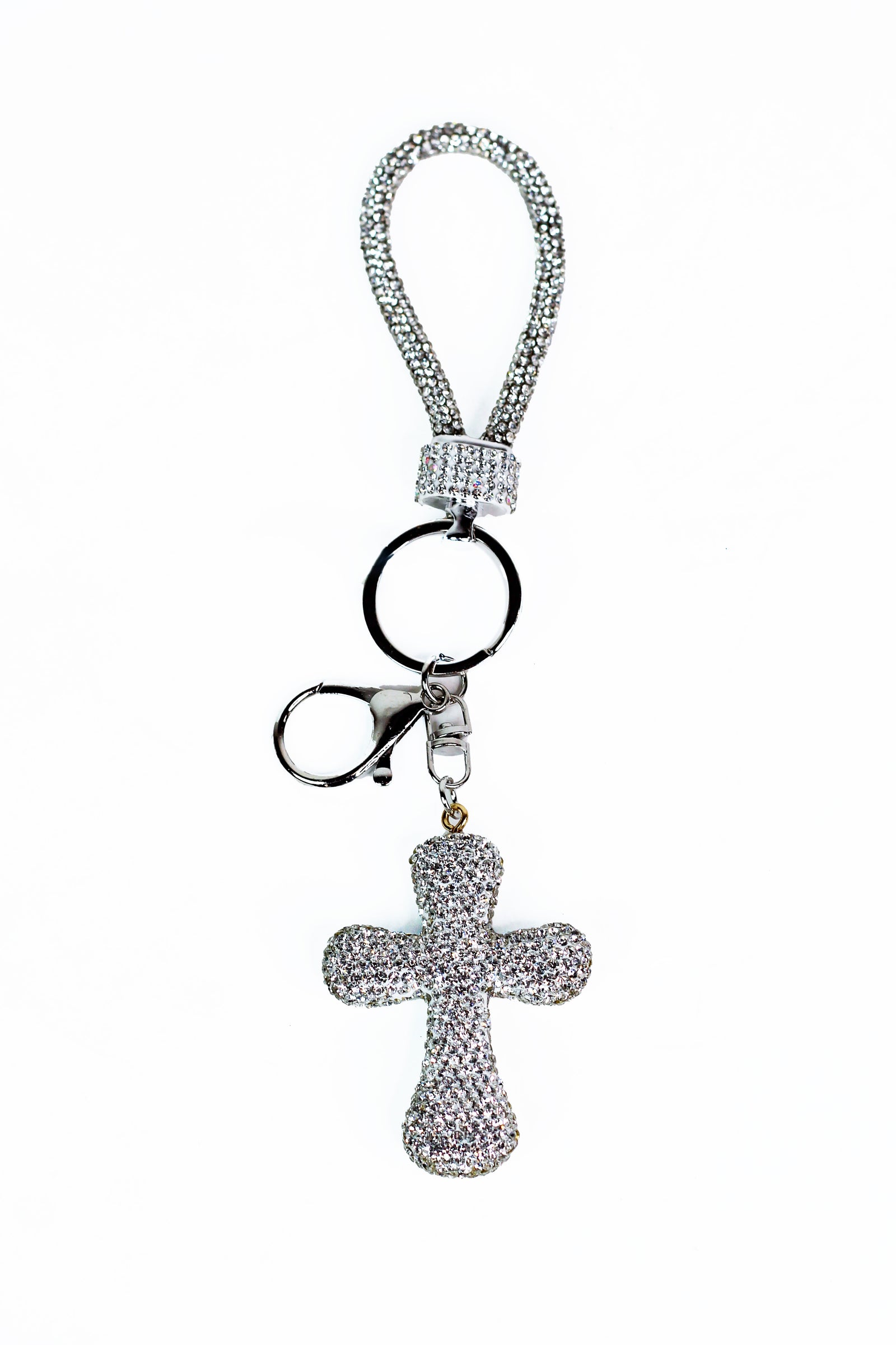 Rhinestone Cross Keychain