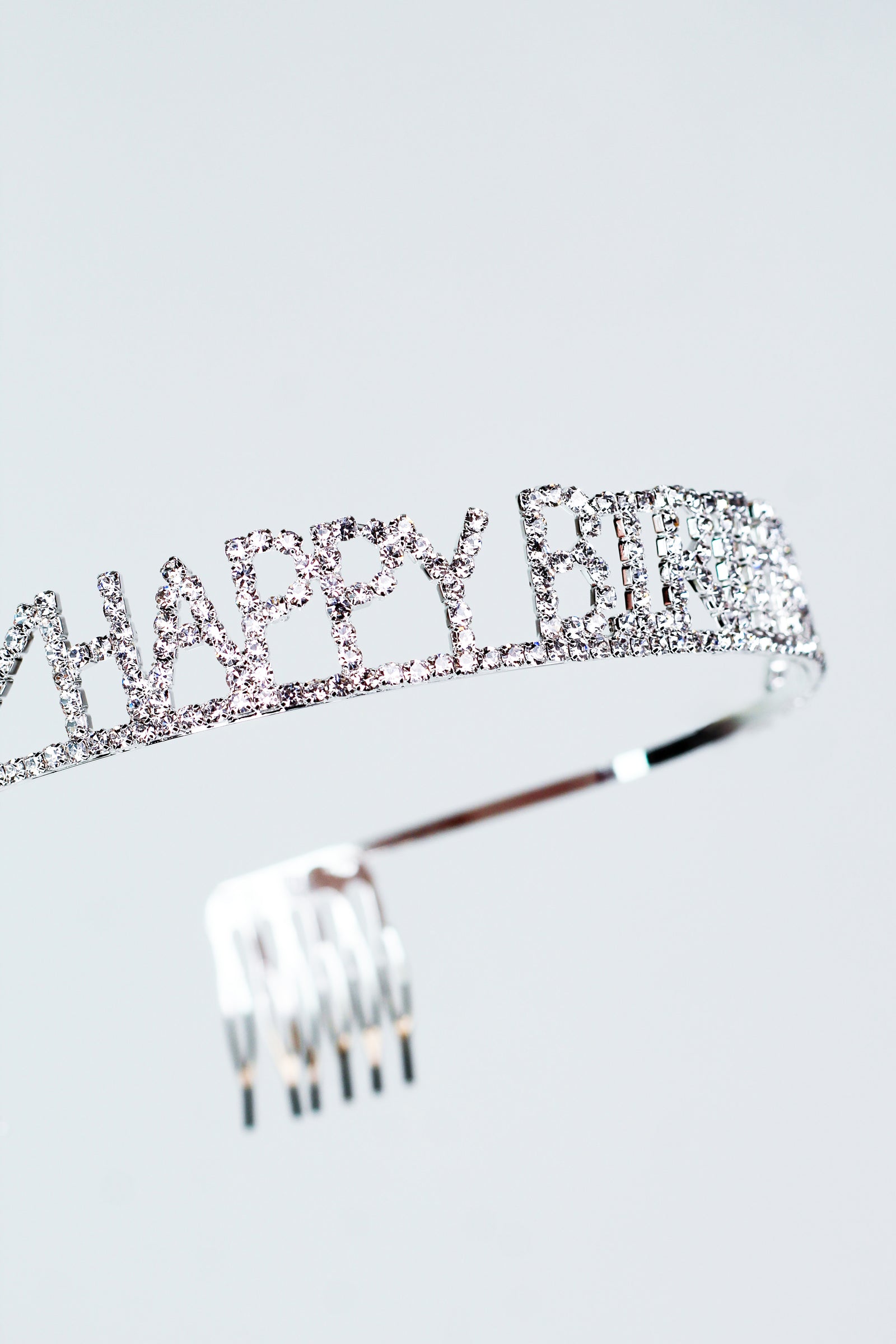 Simple Rhinestone Flat Happy Birthday Tiara