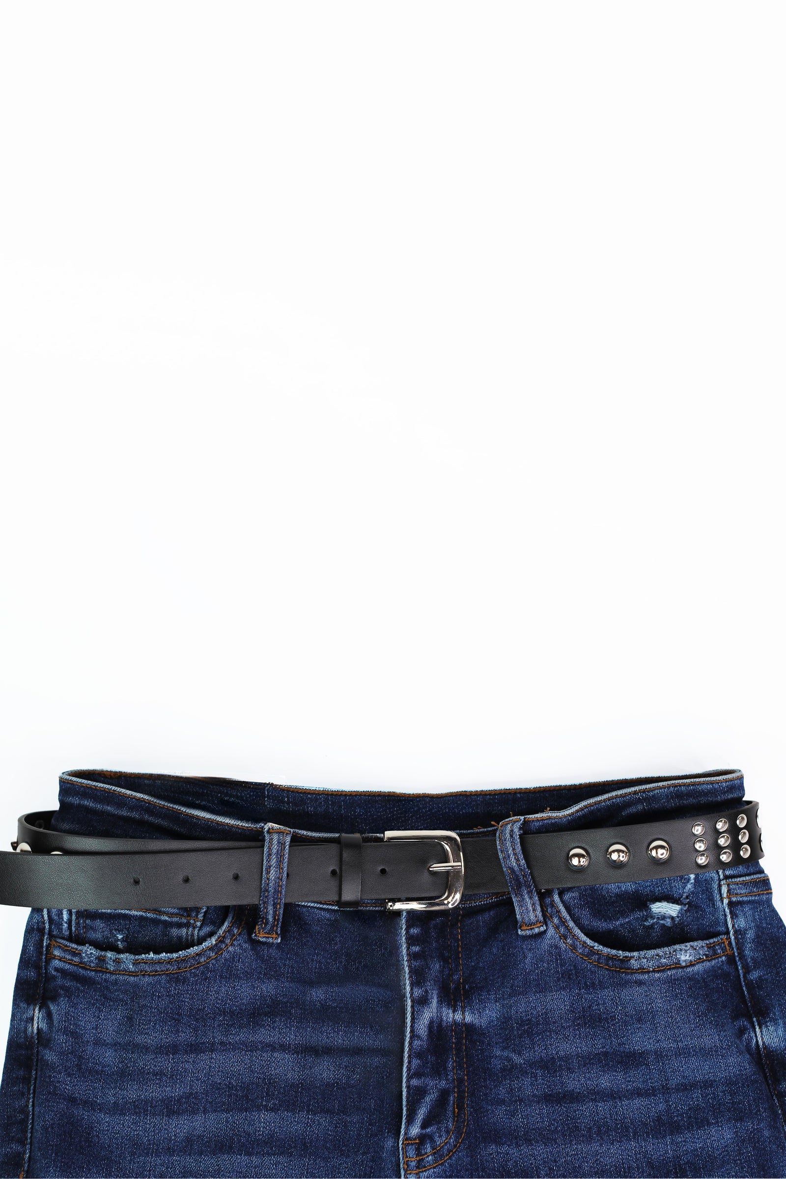 Faux Leather Belt w/ Stud Accents