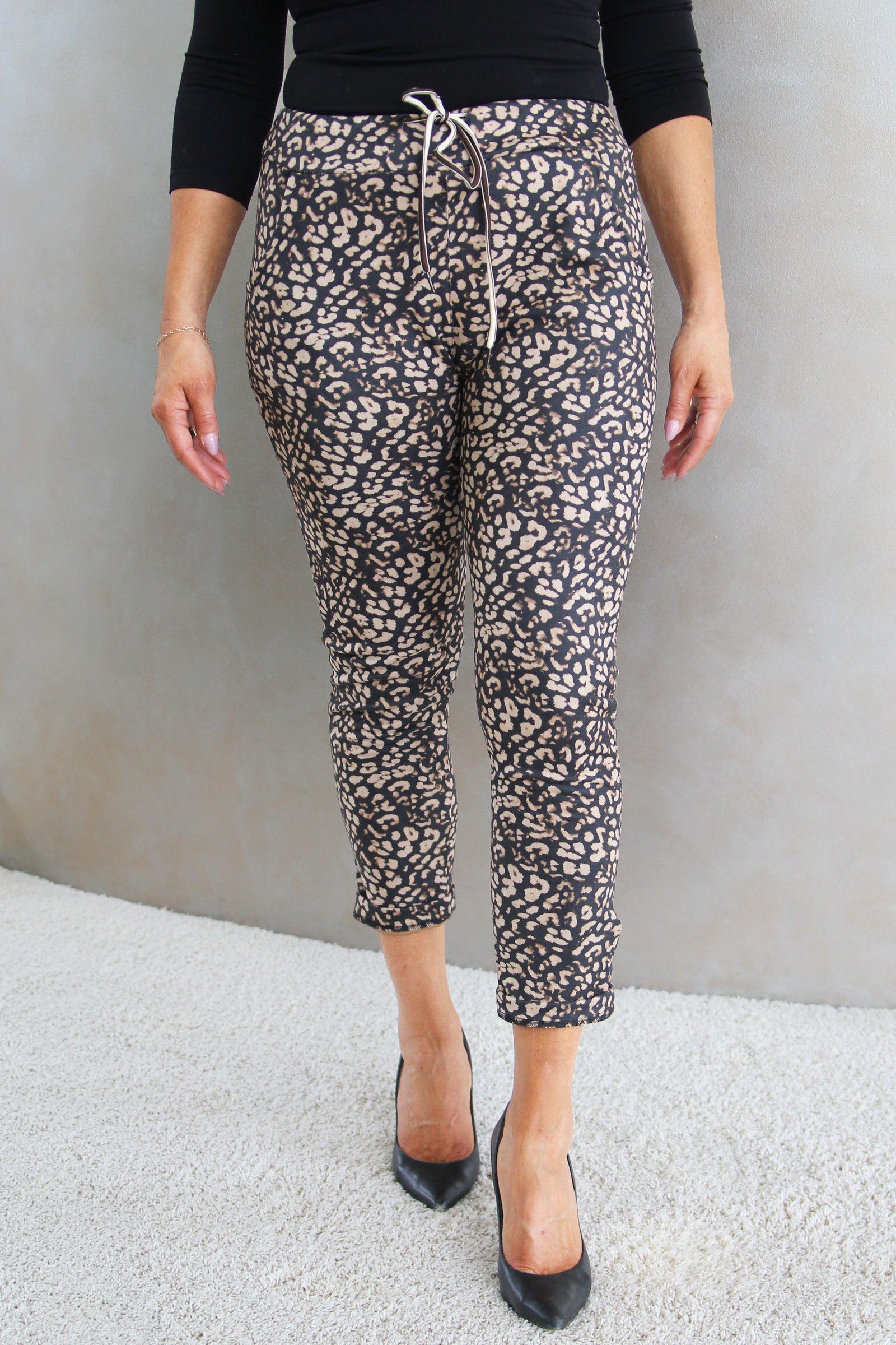 Leopard Print Faux Suede Jogger