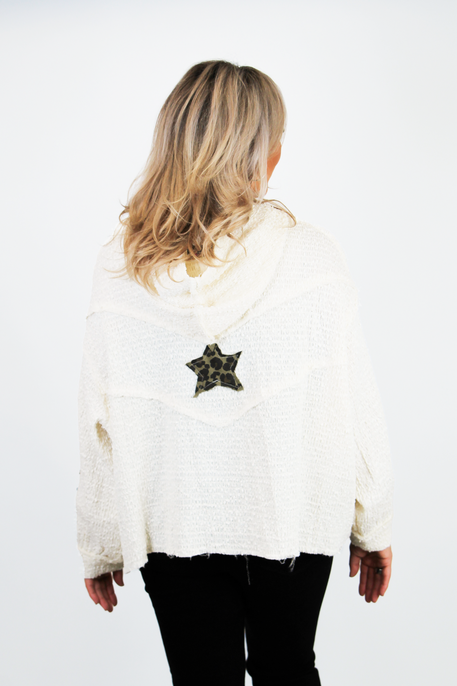 Sequin Star Leopard Camo Accent Hoodie