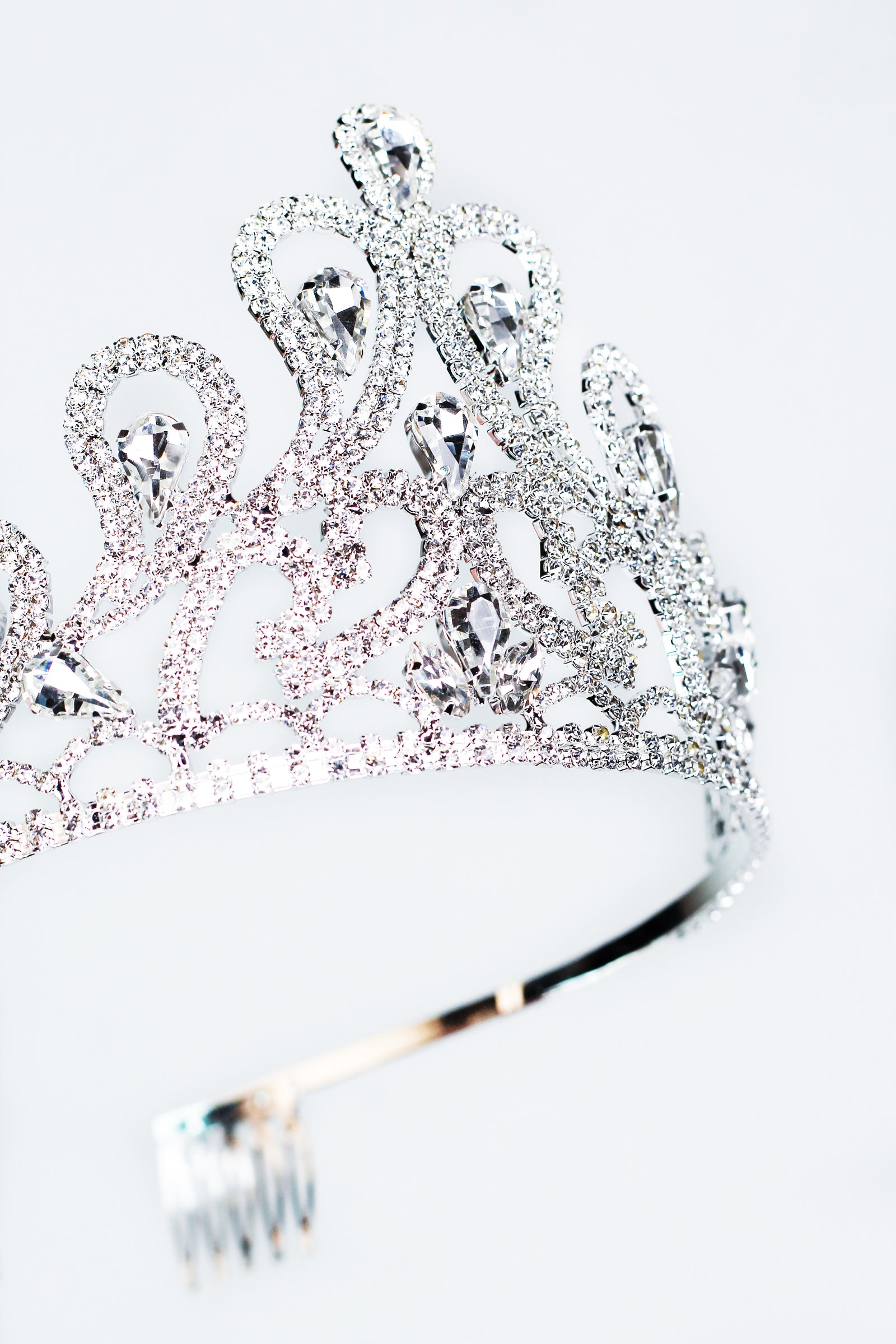 Teardrops & Two Row Pave Swirls Pointed Tiara - Glitz & Ears Boutique