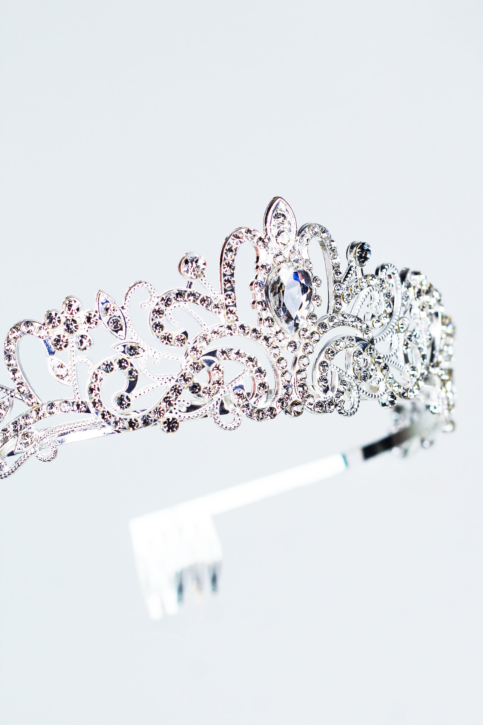 Swirls & Scrolls Rhinestone Tiara w/ Teardrop Top