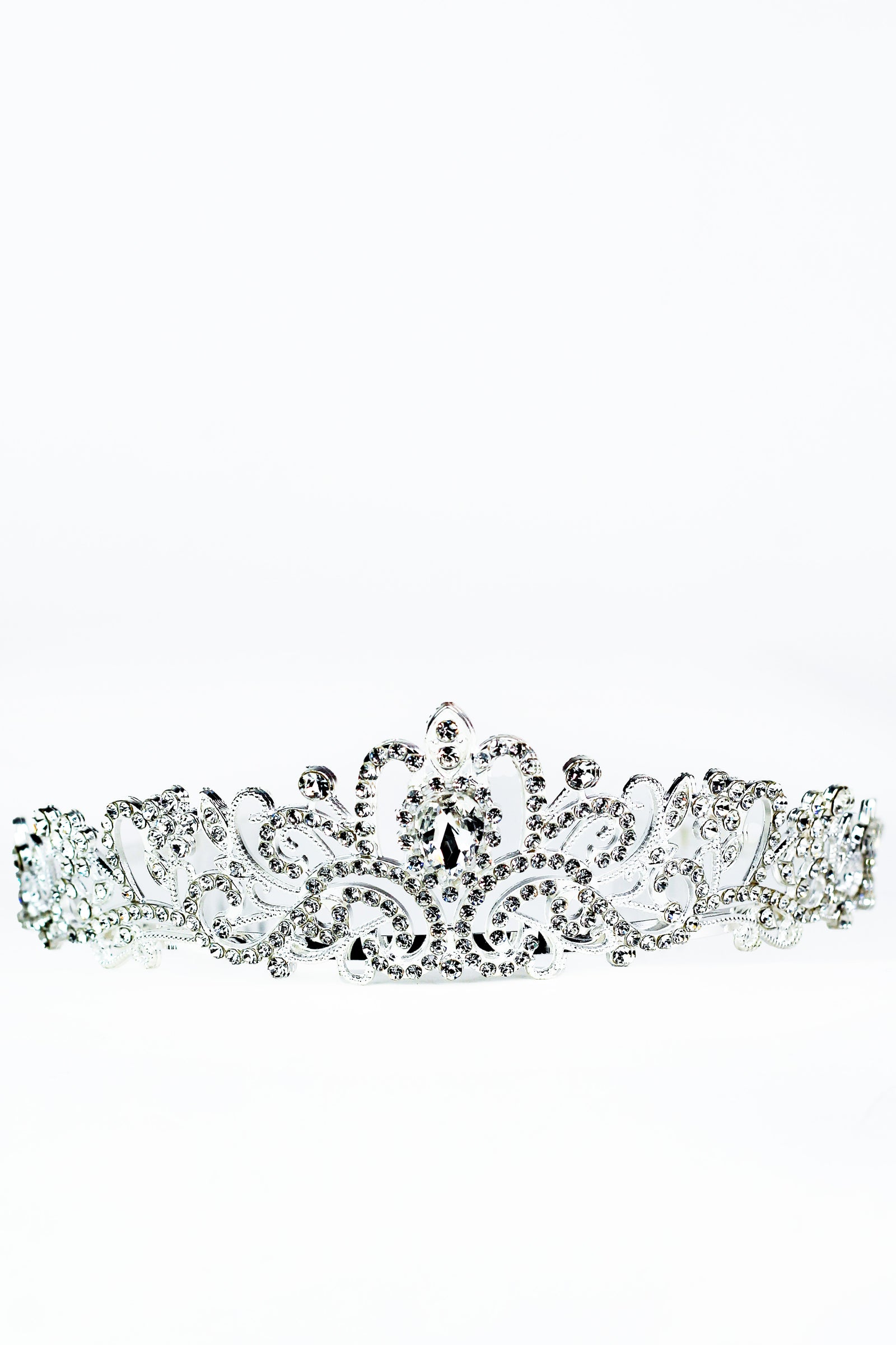 Swirls & Scrolls Rhinestone Tiara w/ Teardrop Top
