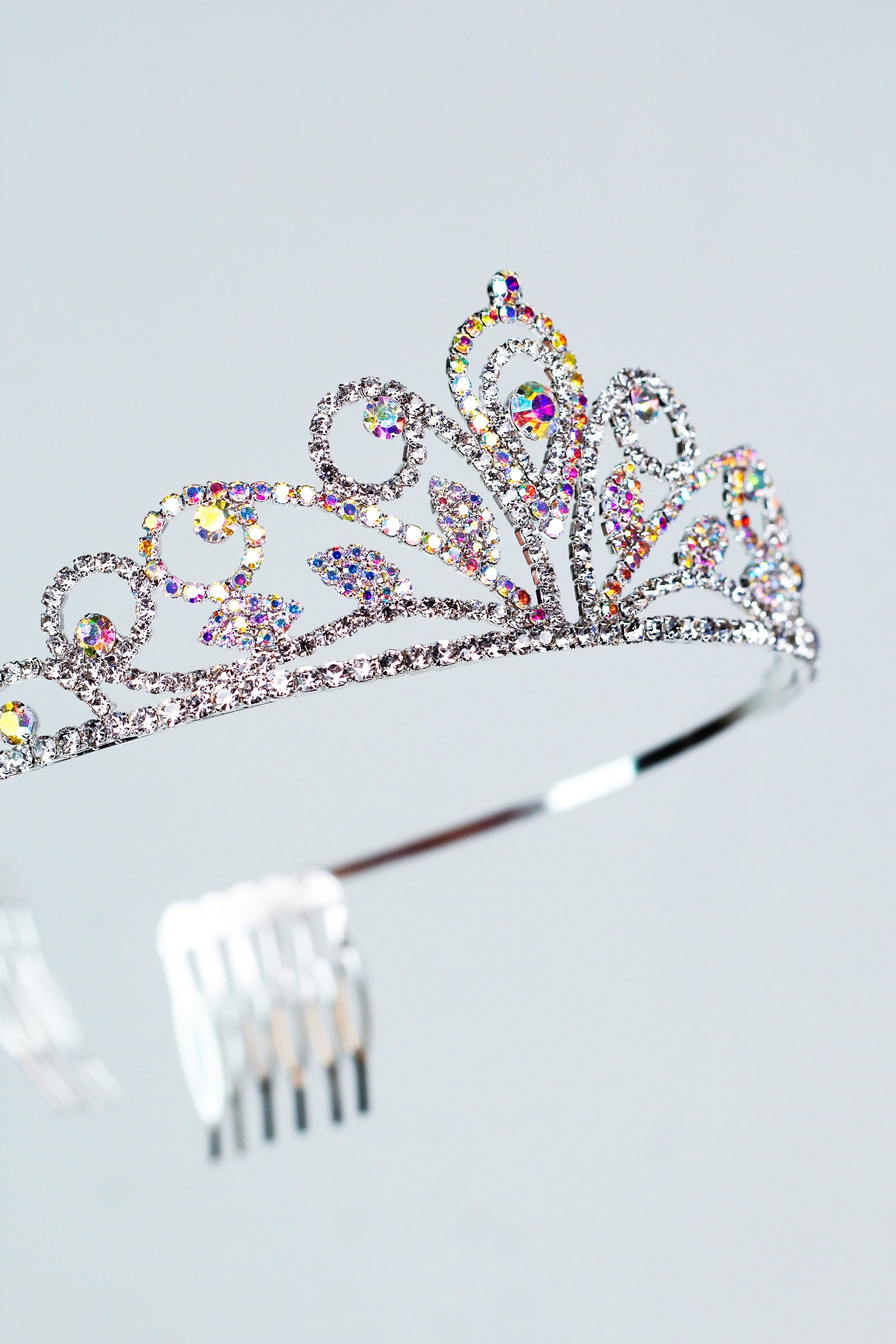 Pave Petals & Swirls Tiara w/ Teardrop Center - Glitz & Ears Boutique