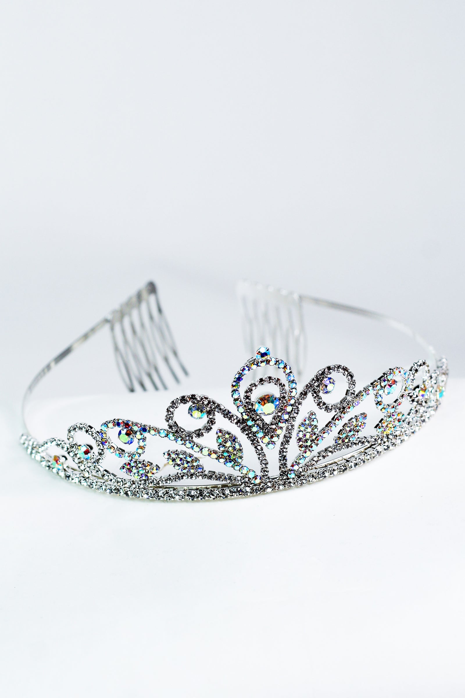 Pave Petals & Swirls Tiara w/ Teardrop Center - Glitz & Ears Boutique