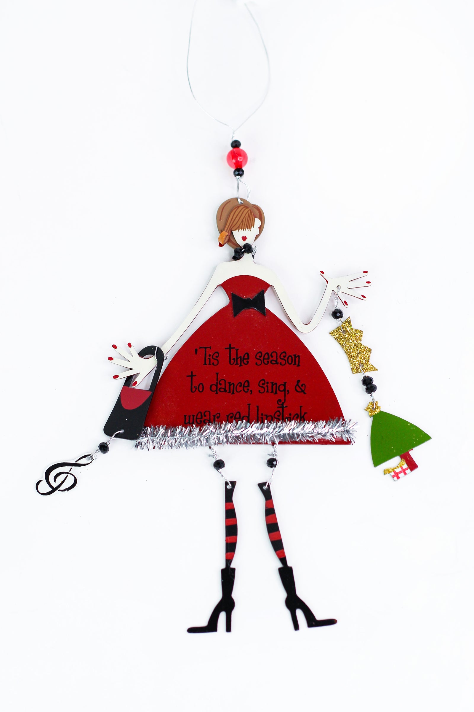 "Tis the Season" Stylish Lady Metal Christmas Ornament