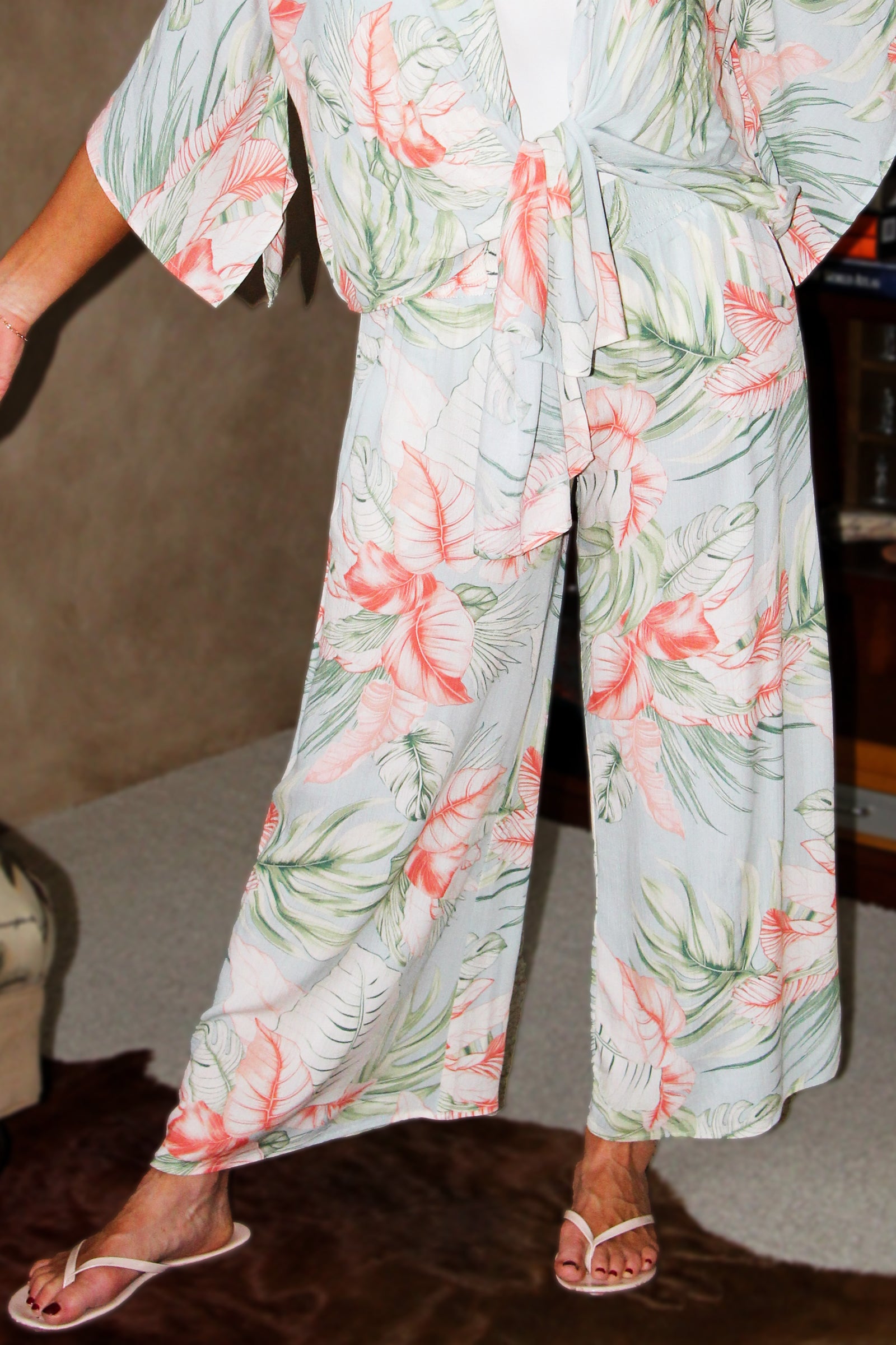 Tropical Floral Wide Leg Pants