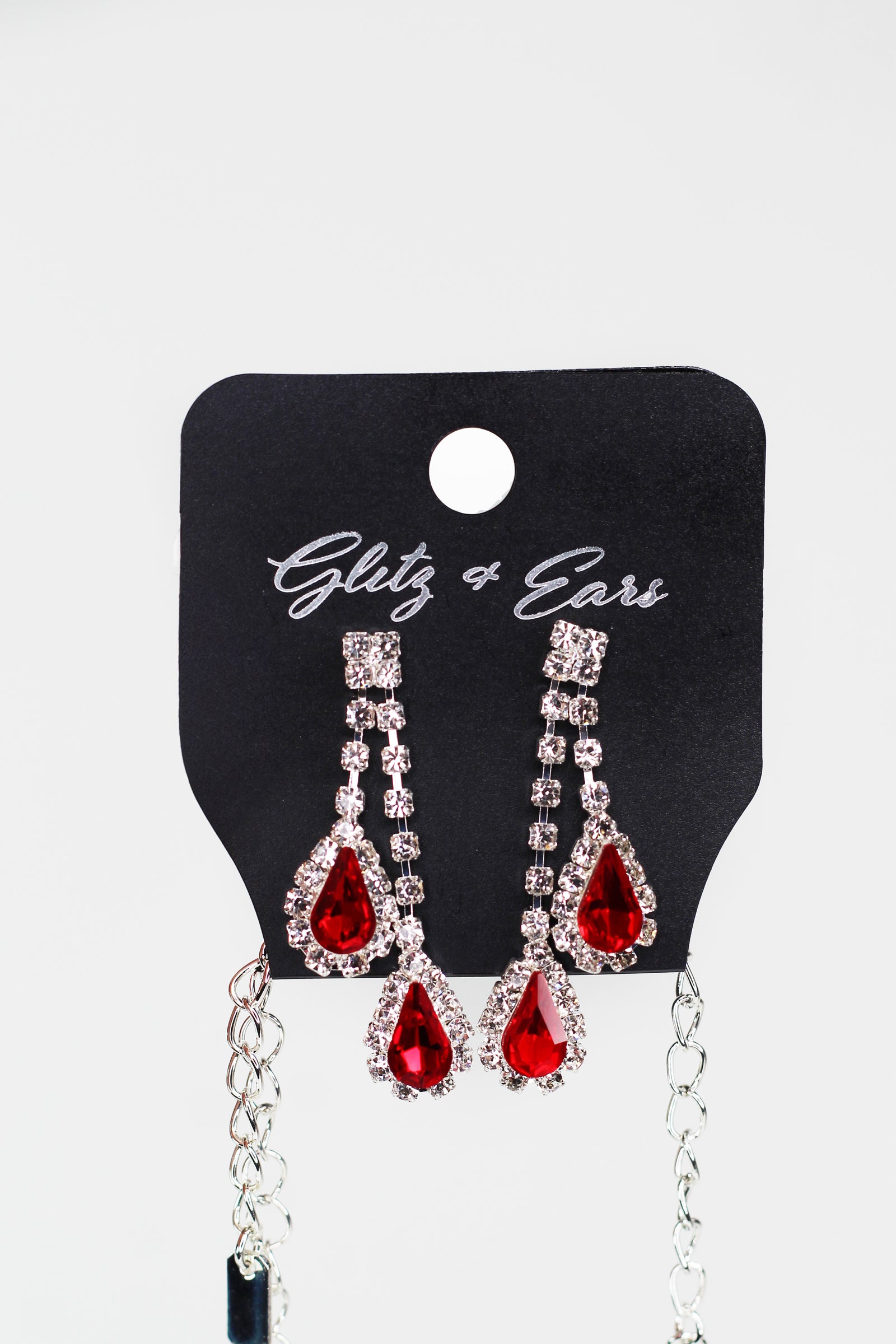 Two Row Teardrop Rhinestone Trim Necklace - Glitz & Ears Boutique