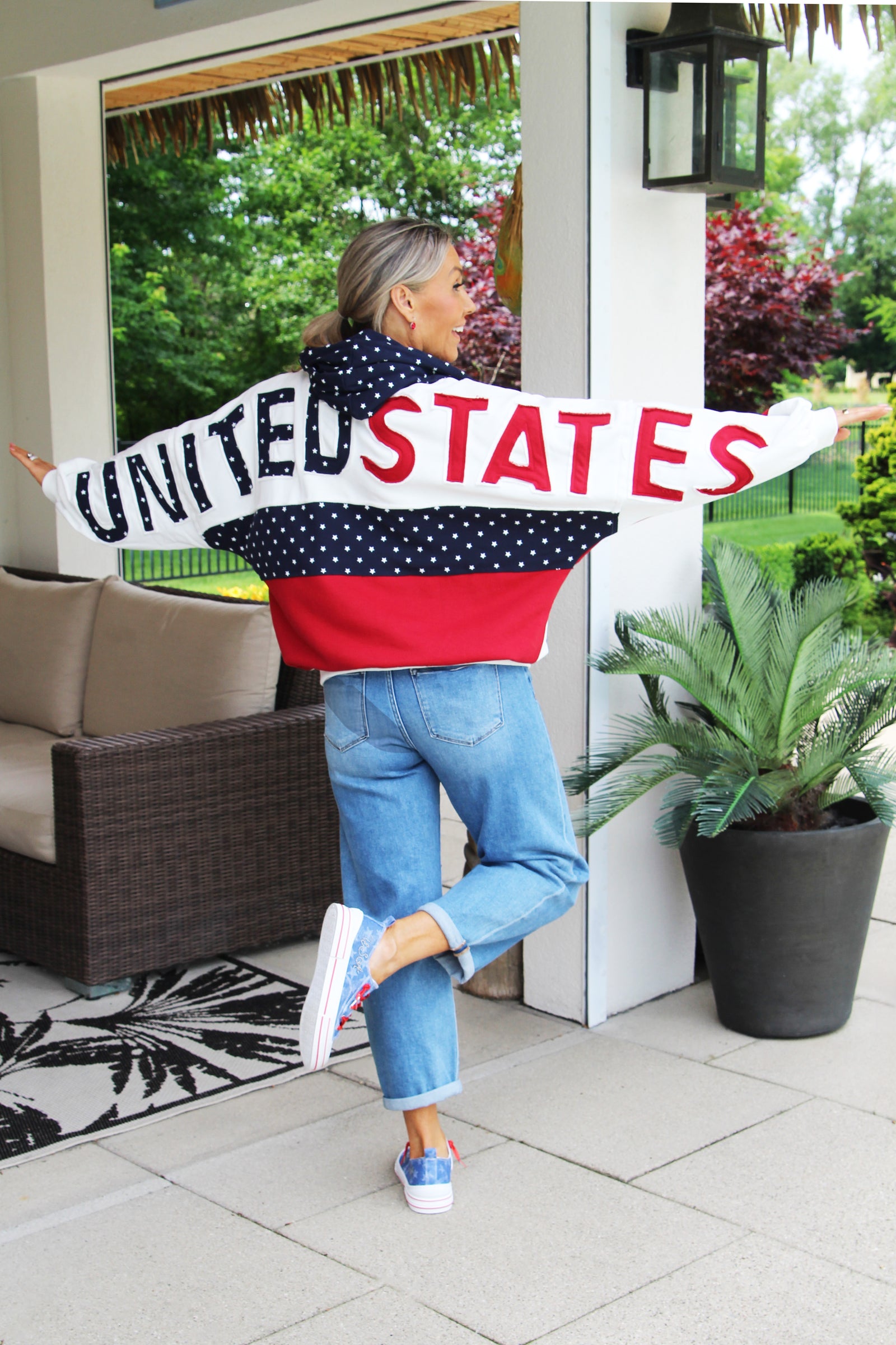 USA Colorblock Oversized French Terry Hoodie