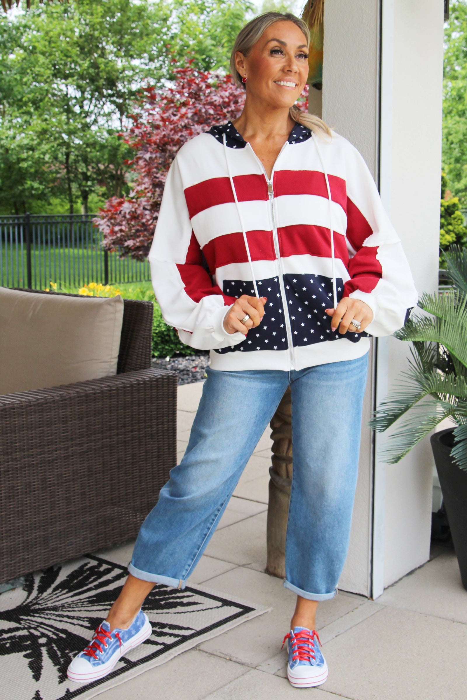 USA Colorblock Oversized French Terry Hoodie