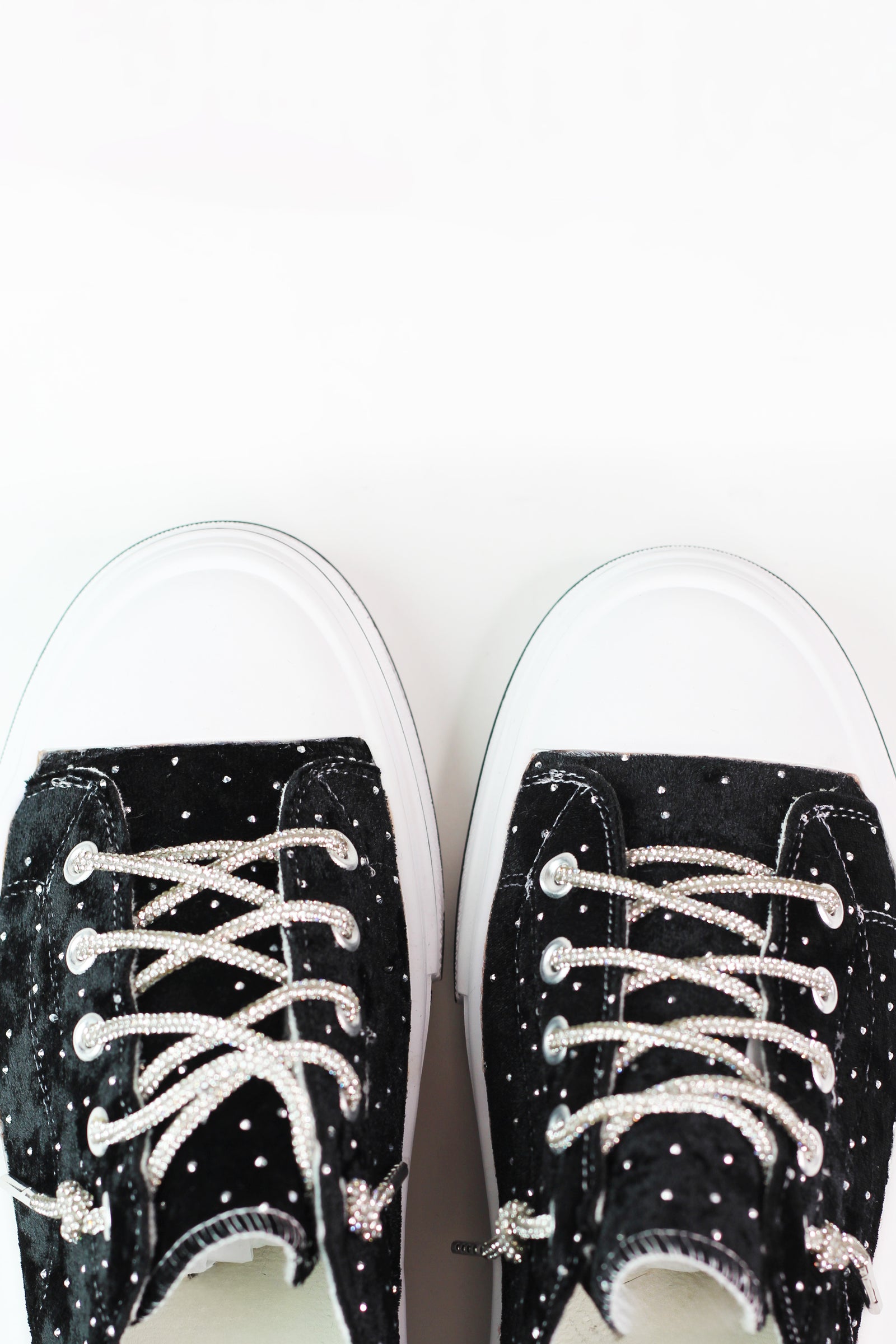 Rhinestone Studded Velvet Tennis Shoe