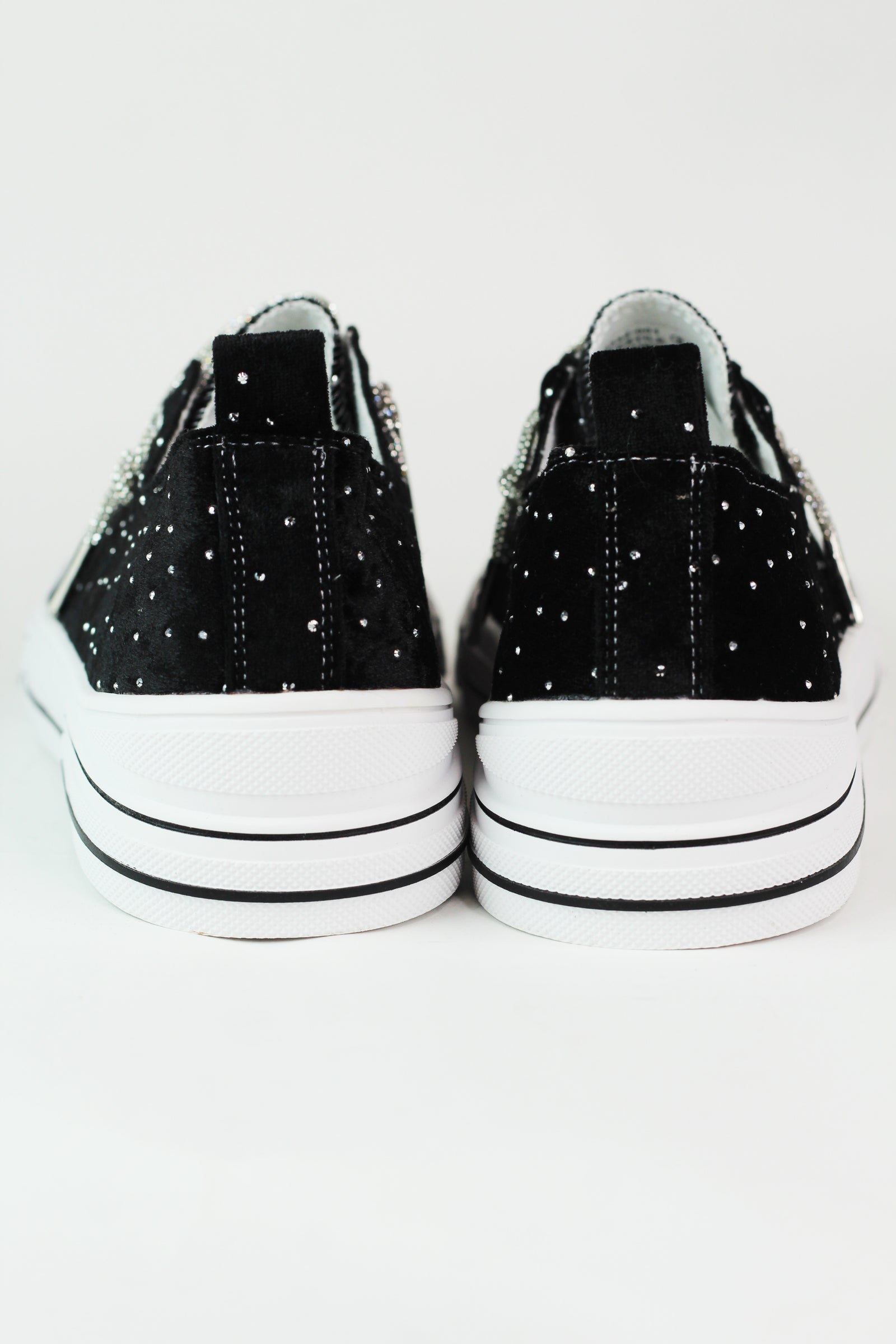 Rhinestone Studded Velvet Tennis Shoe