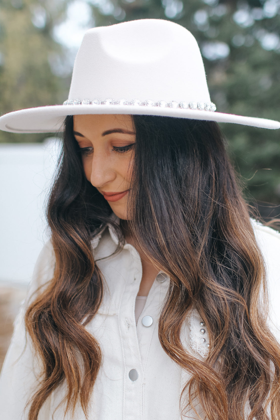 Oval Stone Rhinestone Trim Band Panama Hat - Glitz & Ears Boutique
