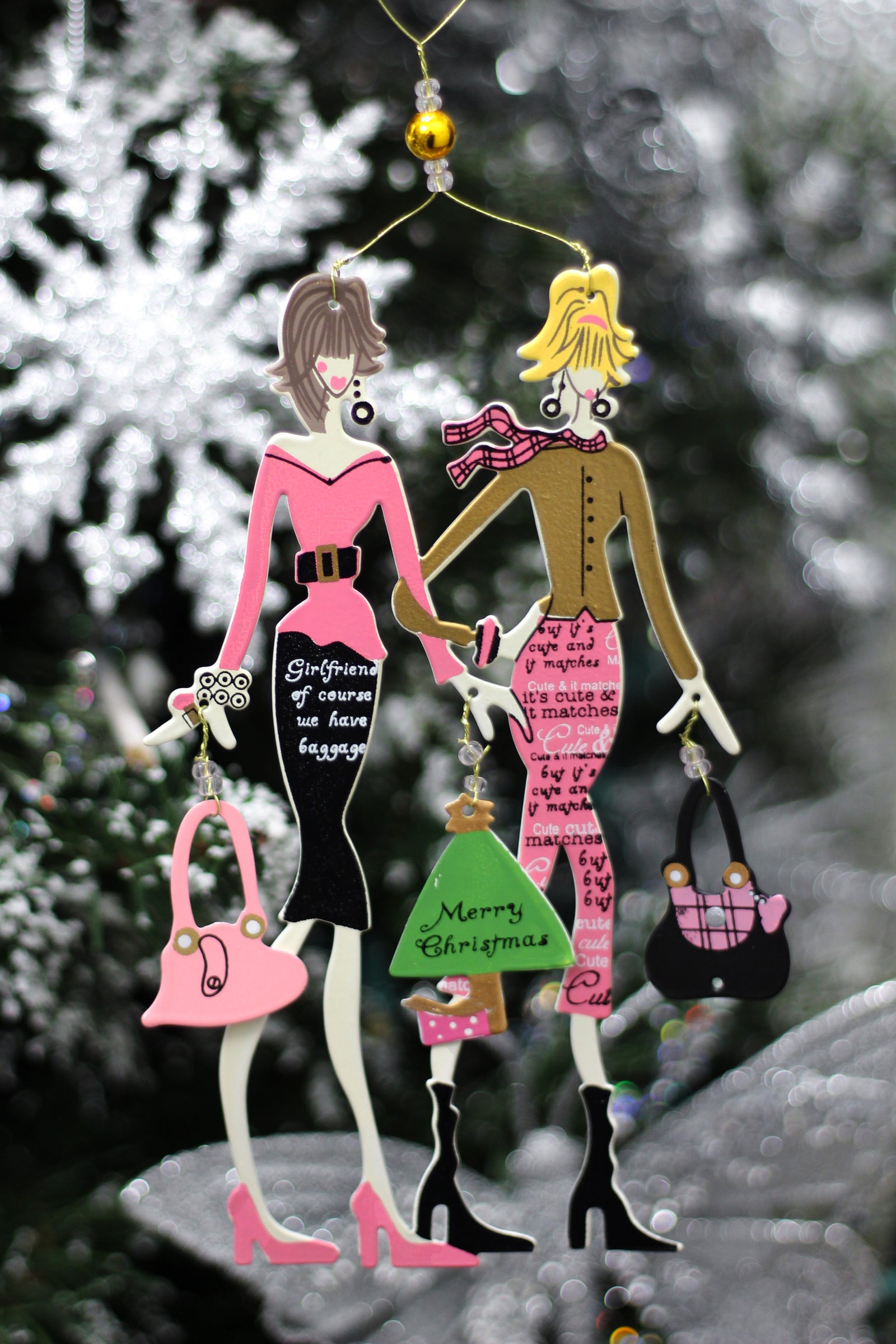 Girlfriends Metal Christmas Ornaments