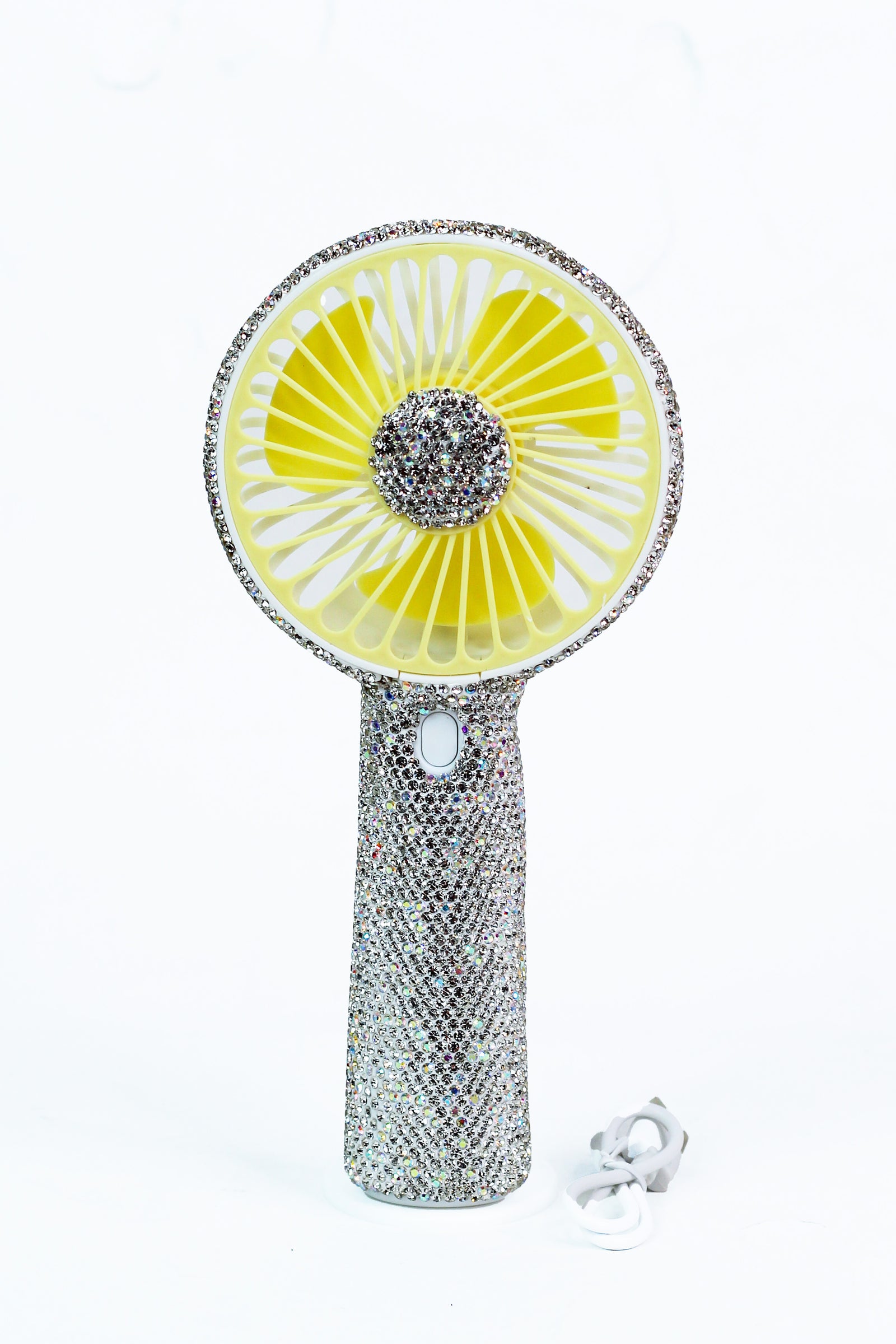Rhinestone Handle & Outside Trim Handheld Fan