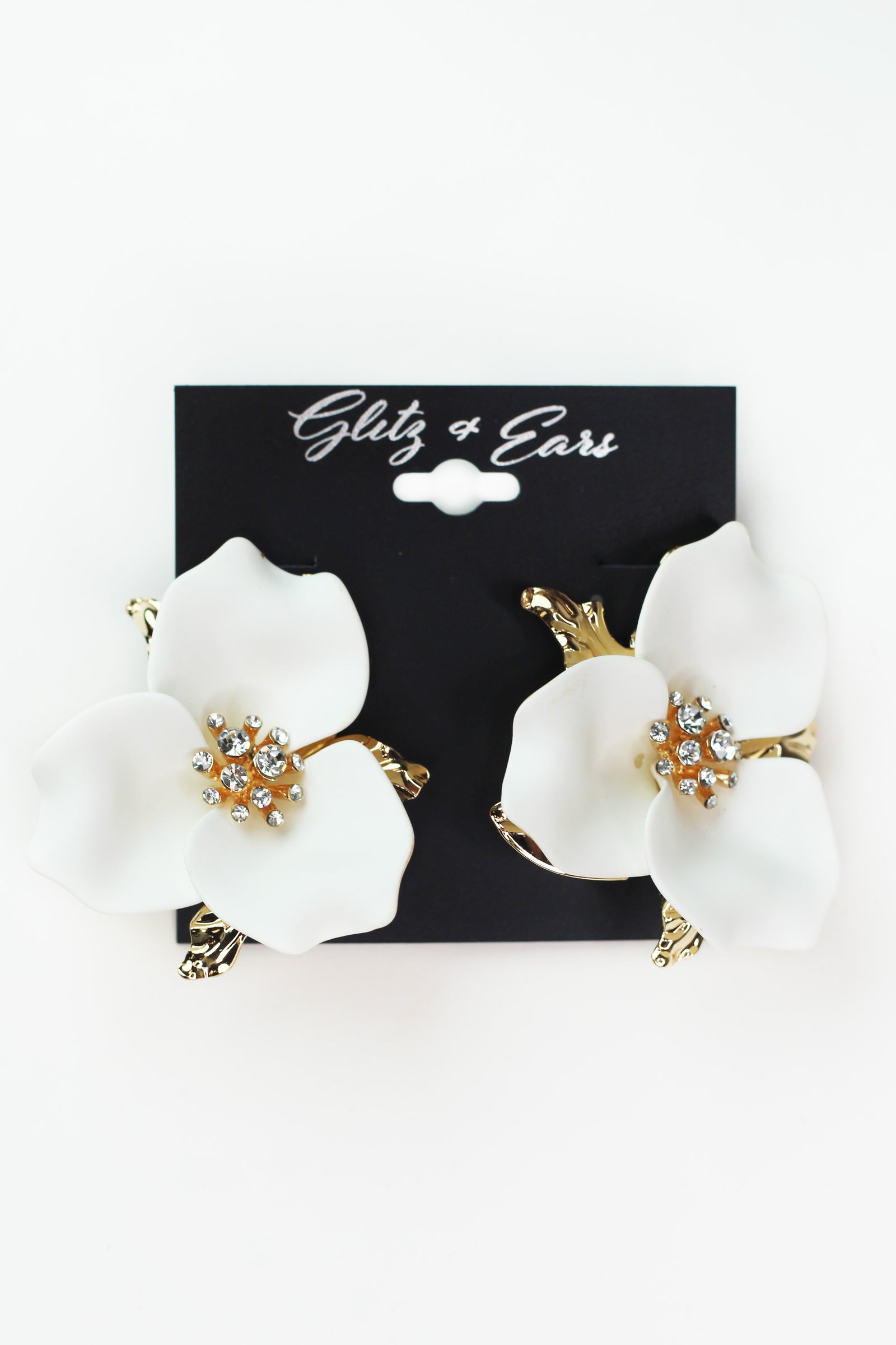 Large Flower Metal Leaf Center Stud Earring