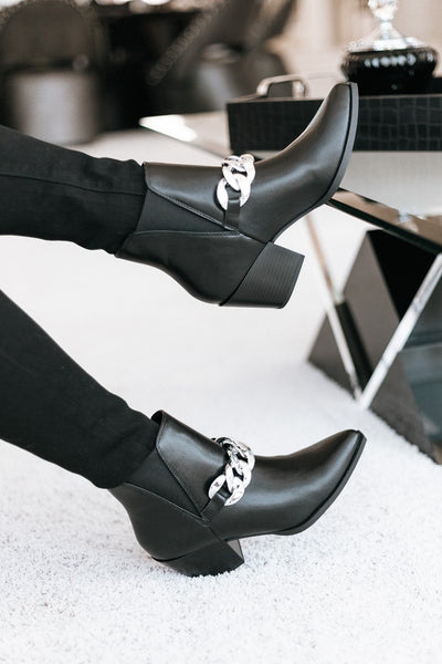 Chain Link Pointed Toe Bootie (SALE)