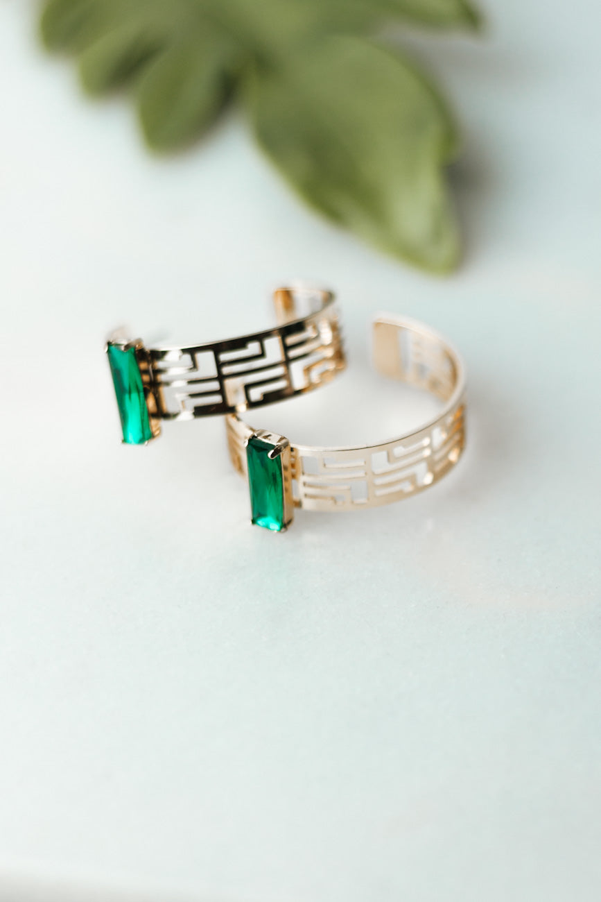 Open Designs Emerald Shape Stone Middle Earring