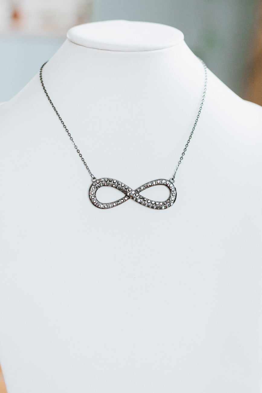 Large Two Row Rhinestone Infinity Necklace