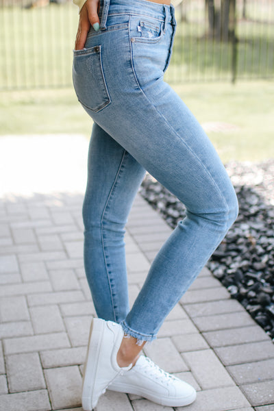High Waisted Button Fly Skinny Jean