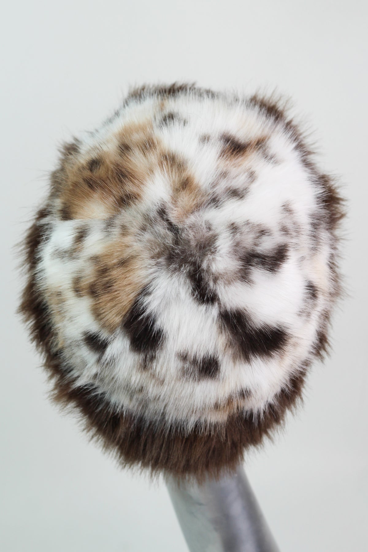 Two Toned Leopard Hat w/ Faux Fur Trim