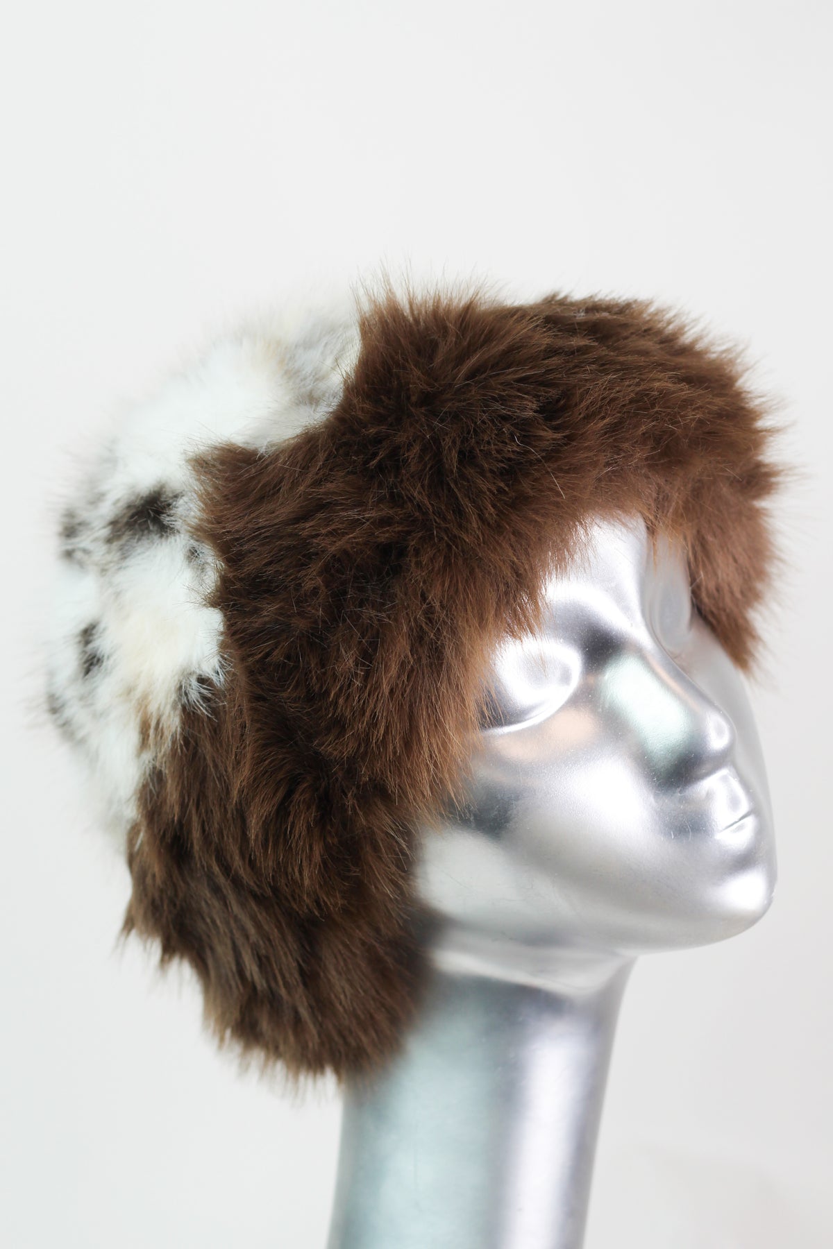 Two Toned Leopard Hat w/ Faux Fur Trim