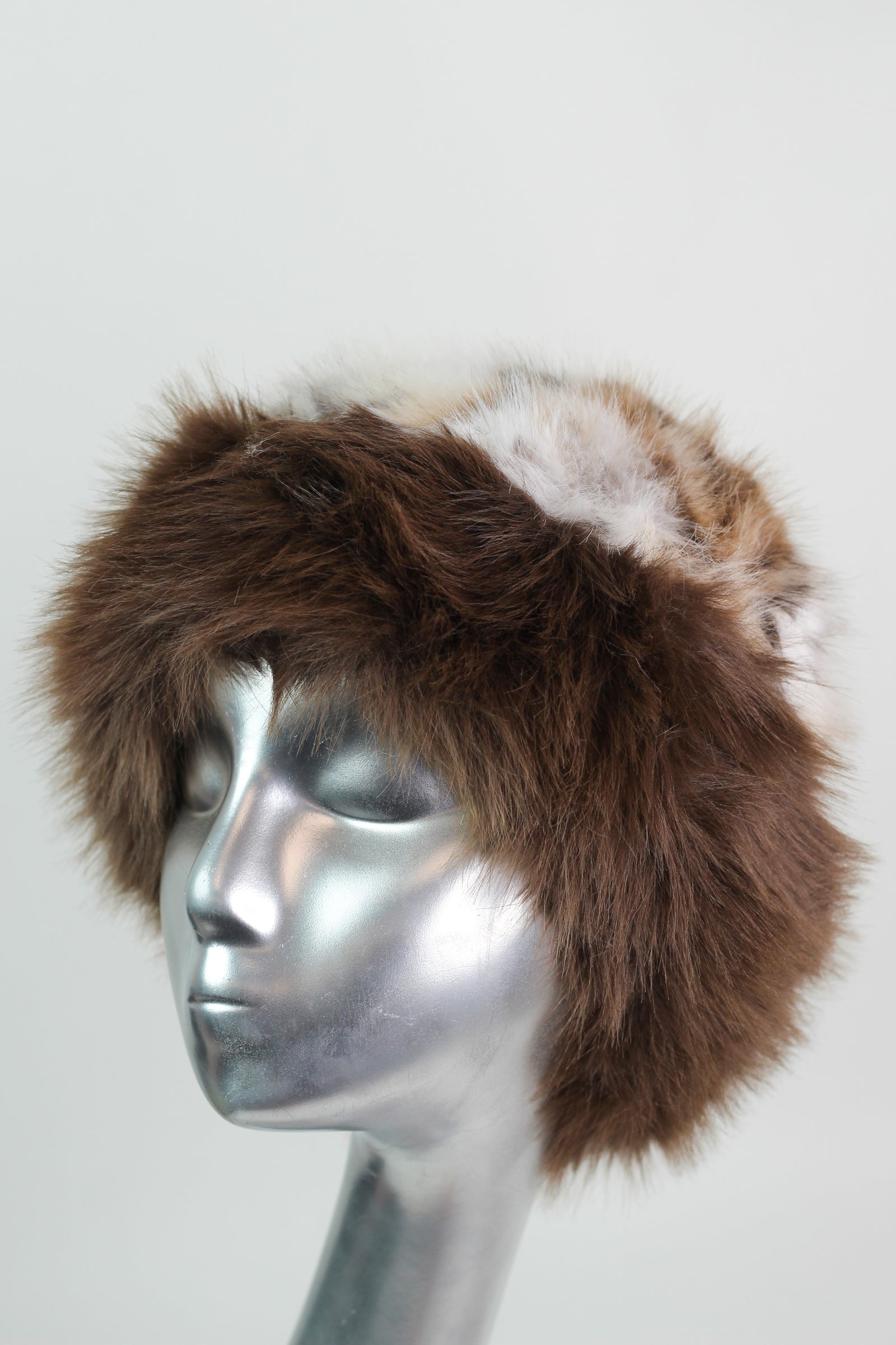 Two Toned Leopard Hat w/ Faux Fur Trim