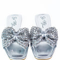 Satin & Rhinestone Bow Flat Sandals