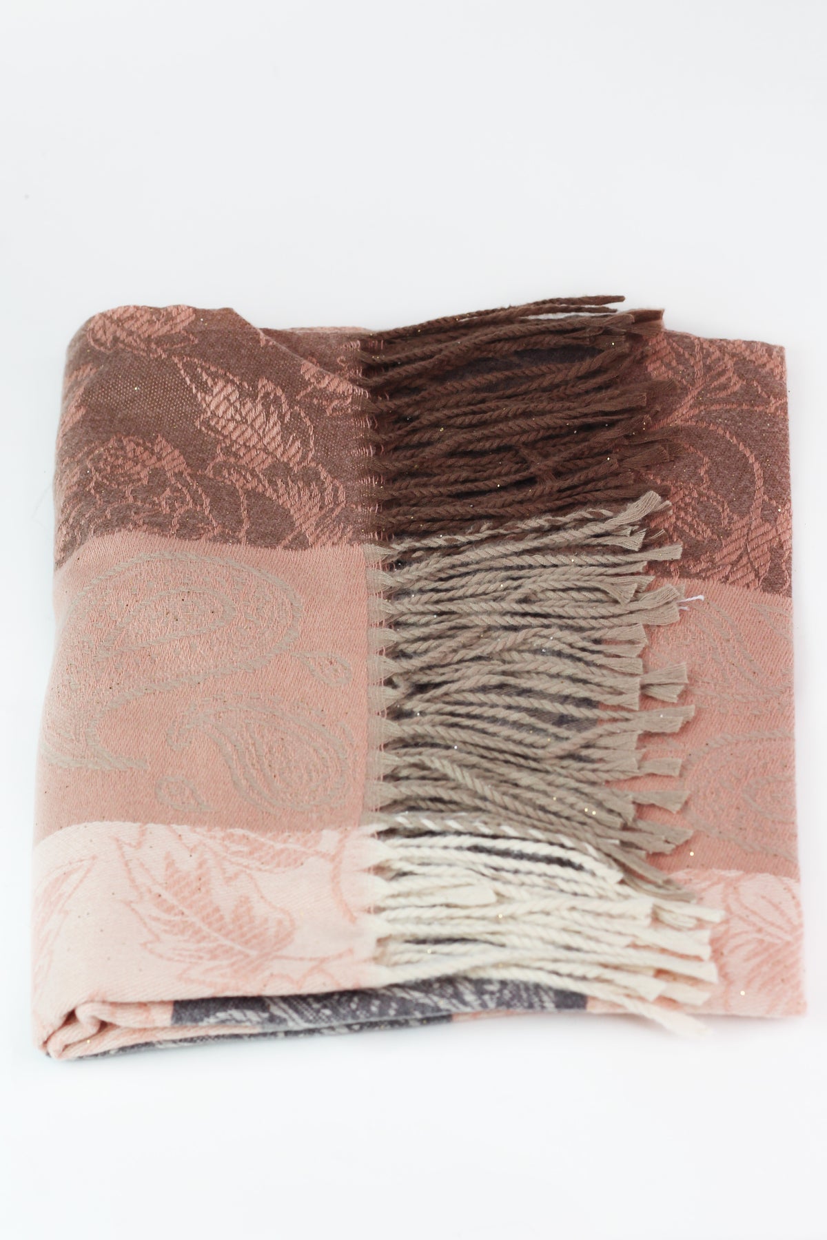 Soft Woven Floral &amp; Paisley Squares Scarf